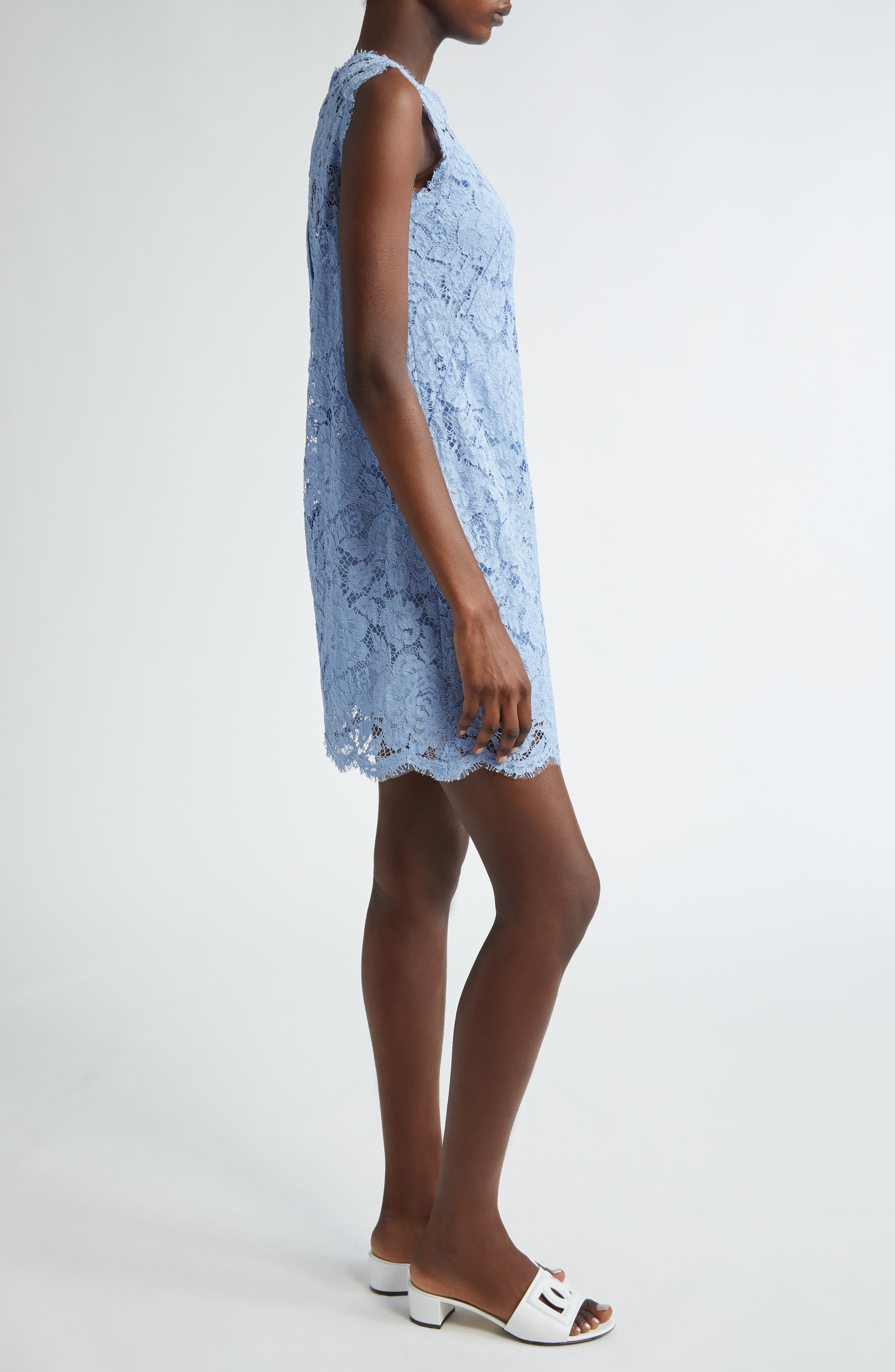 Dolce&Gabbana Sleeveless Lace Minidress in F3981 Glicine Viola Chiari at Nordstrom - 3