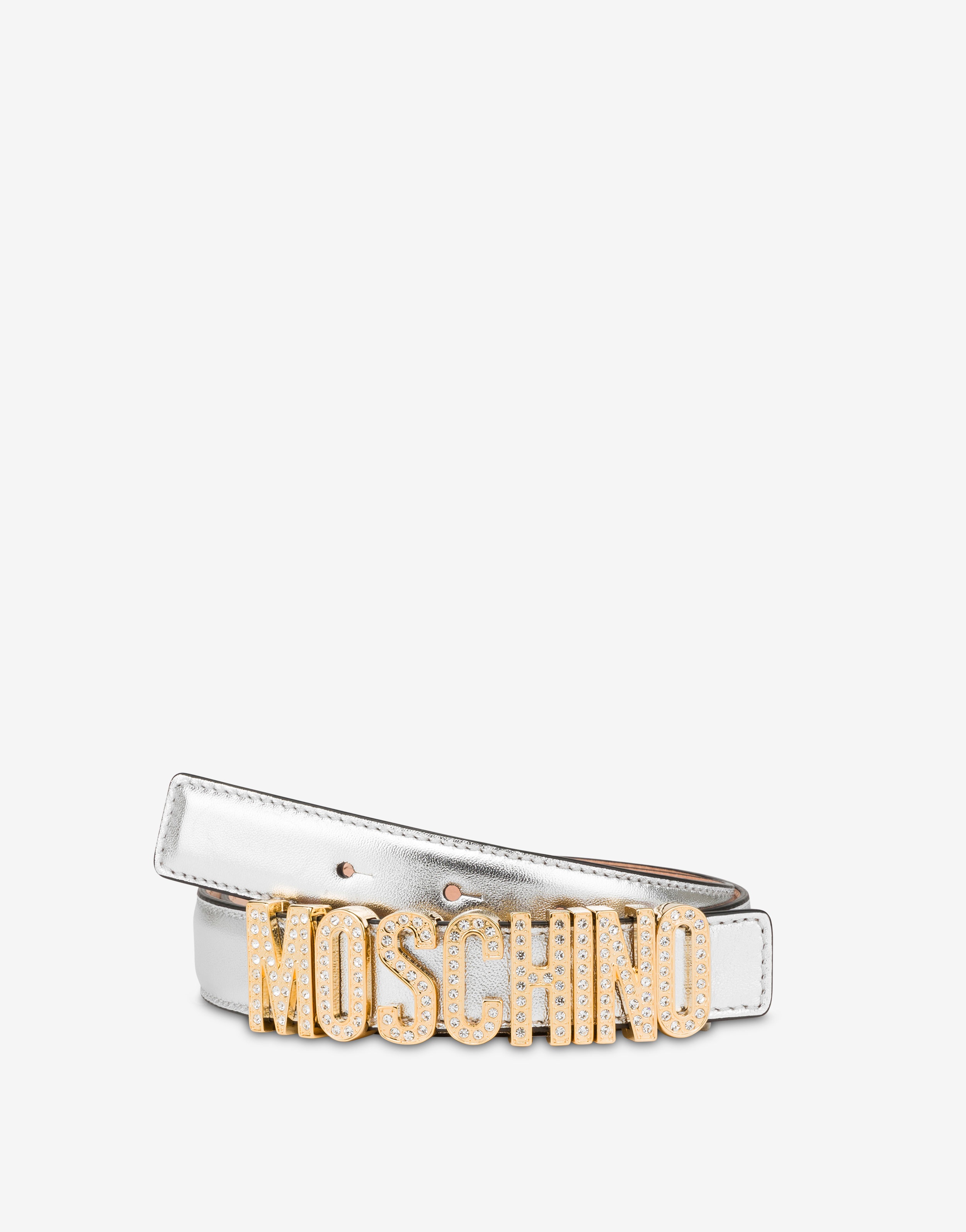 LETTERING LOGO LAMINATED NAPPA LEATHER BELT - 3