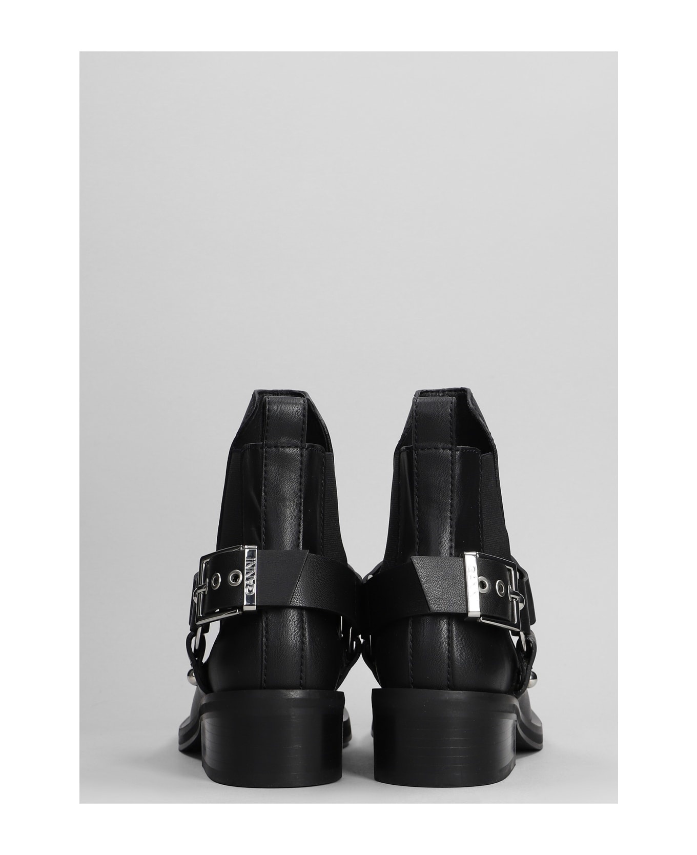 High Heels Ankle Boots In Black Leather - 4