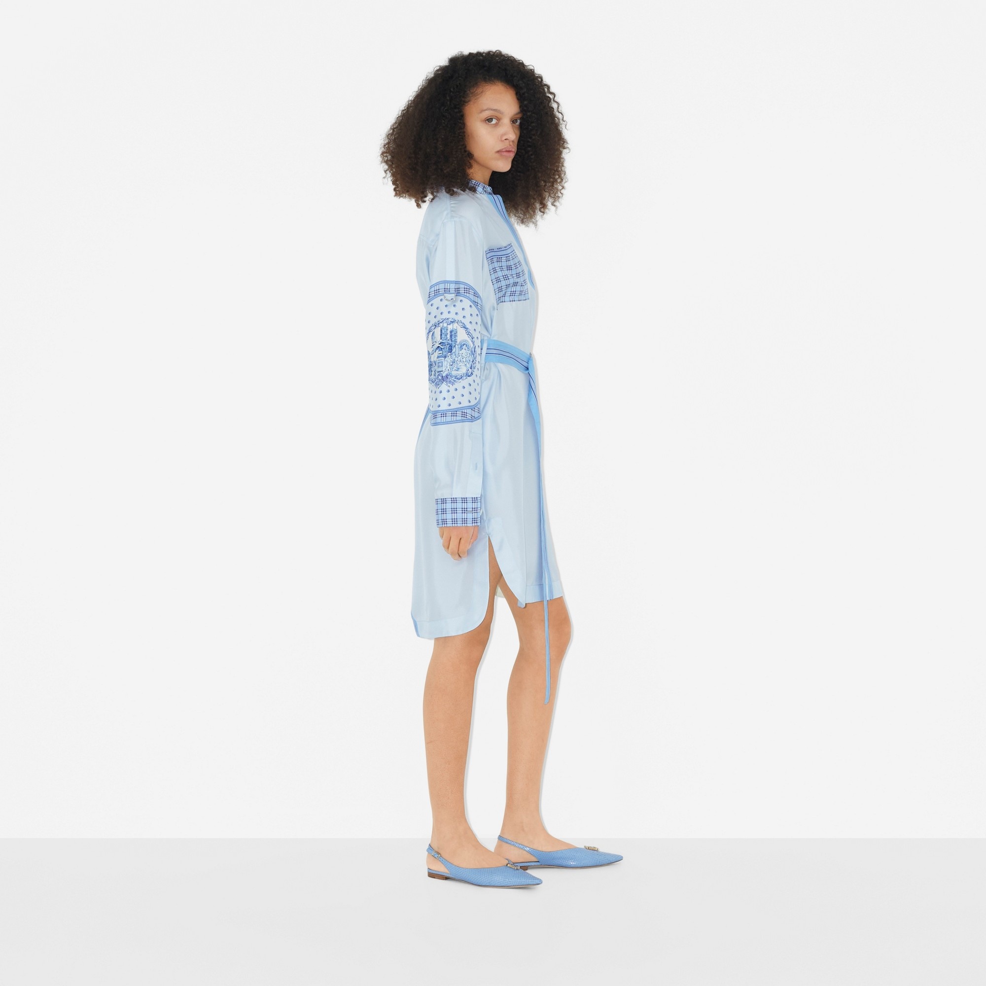 Monuments Print Silk Belted Shirt Dress - 3