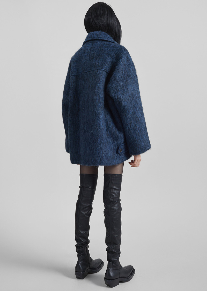 Odeone Brushed Wool Peacoat - Navy Melange 9
