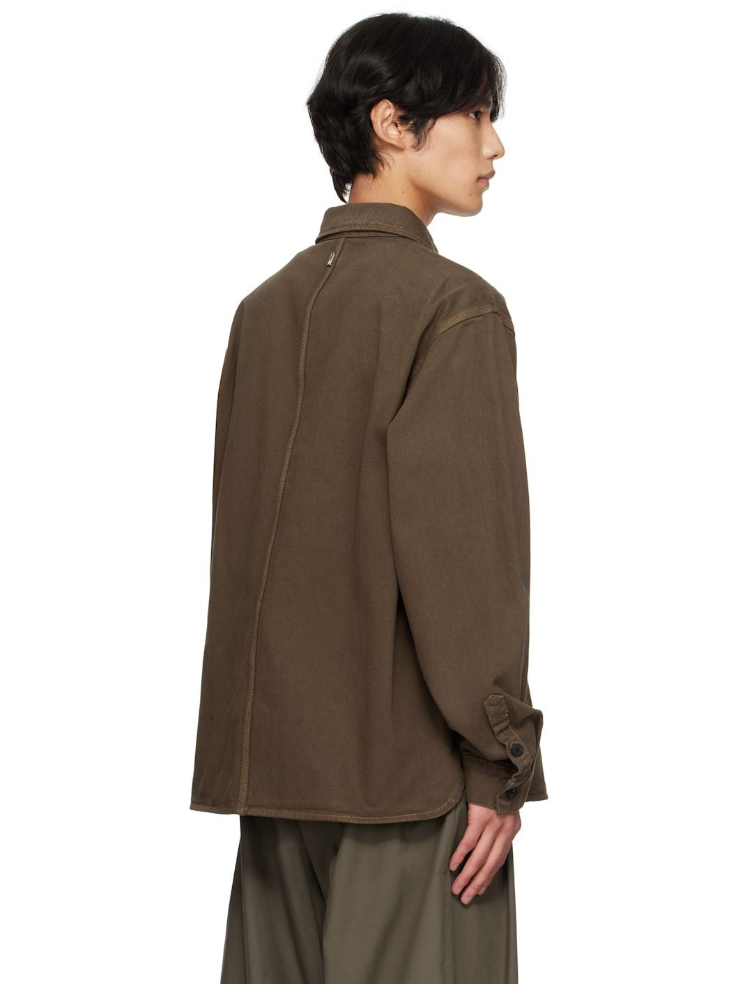 Brown Button Denim Shirt - 3