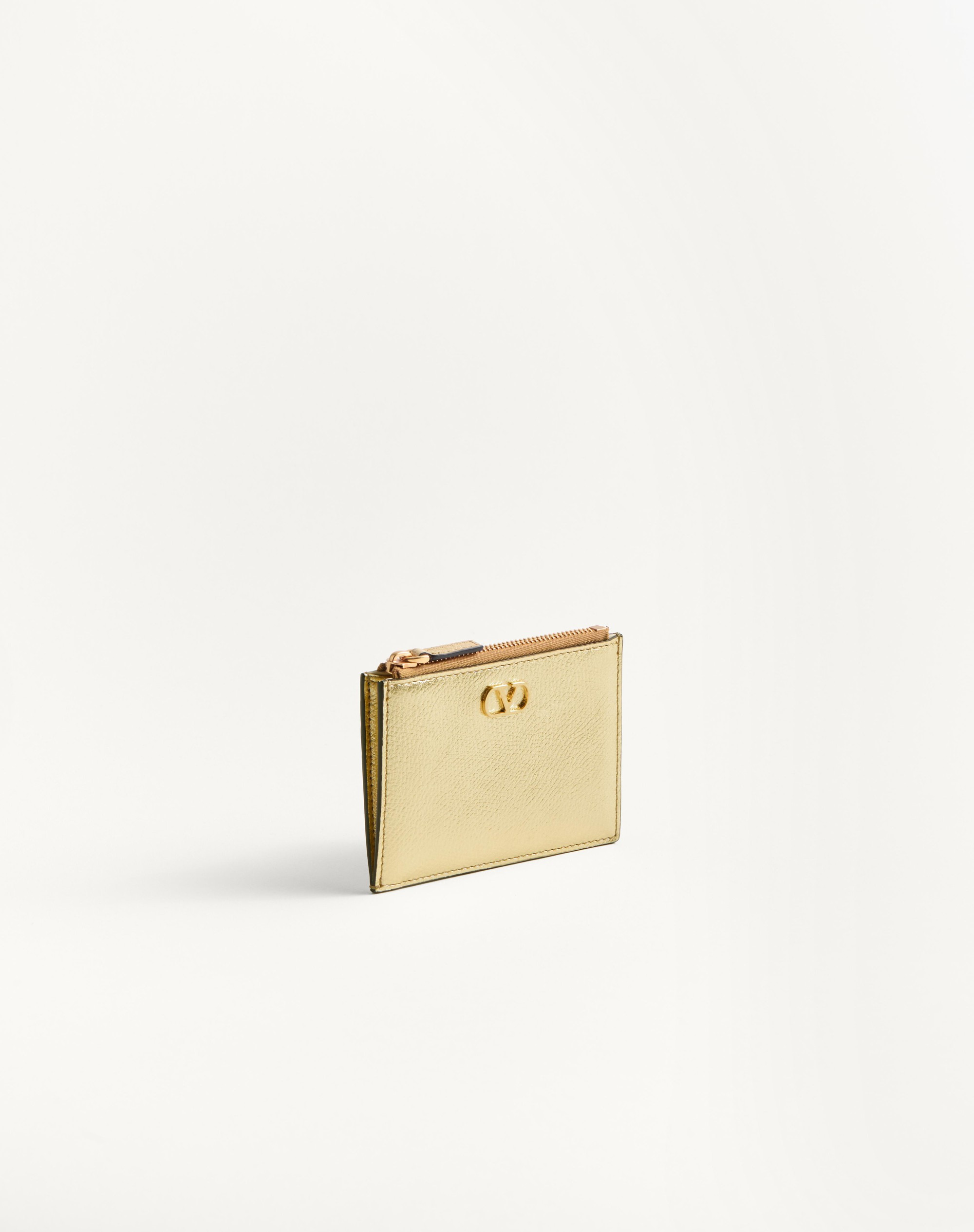 VLOGO SIGNATURE CARDHOLDER IN LAMINATED GRAINY CALFSKIN - 4