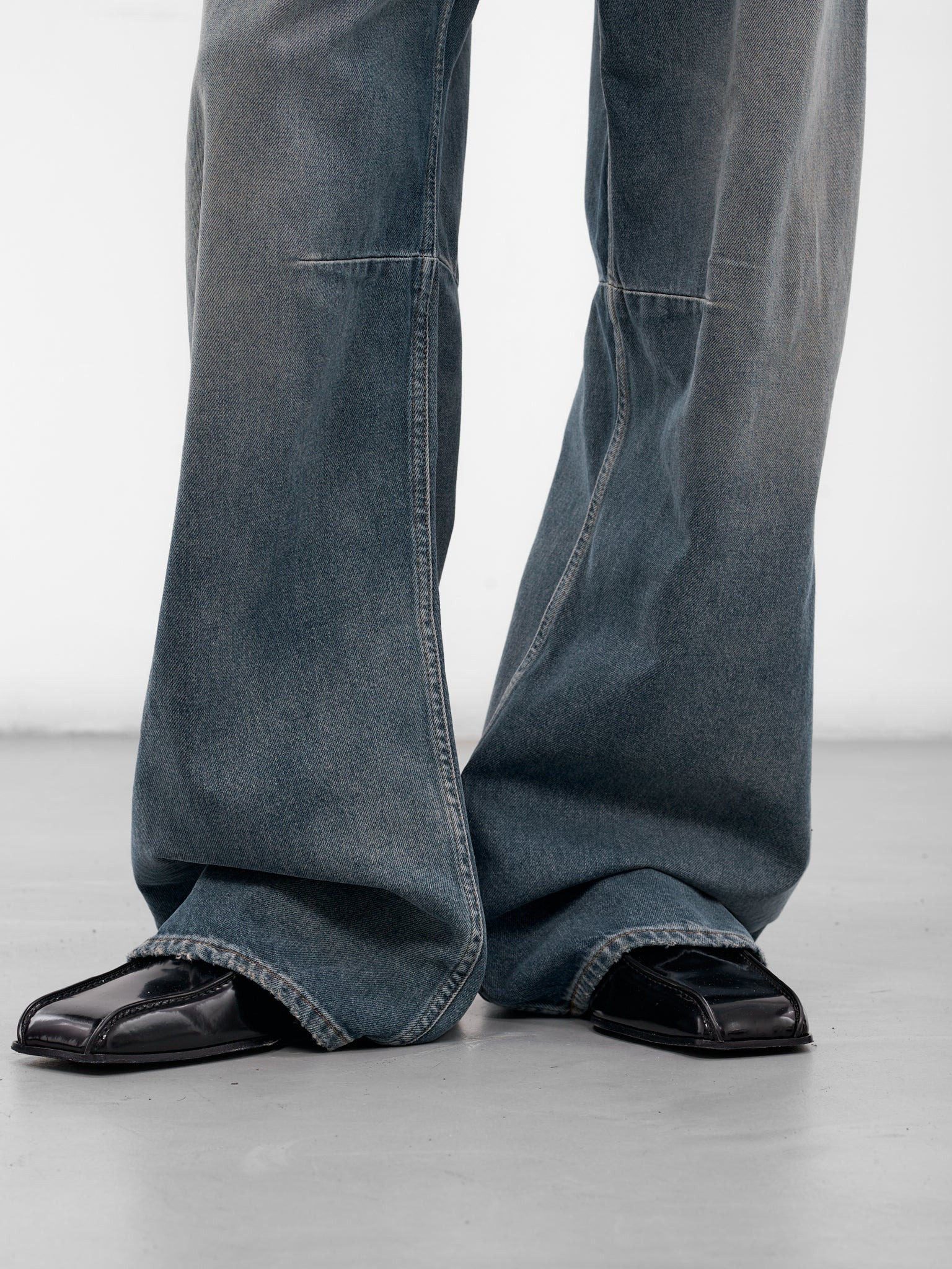 Blue Denim Wide Leg Jeans - 5