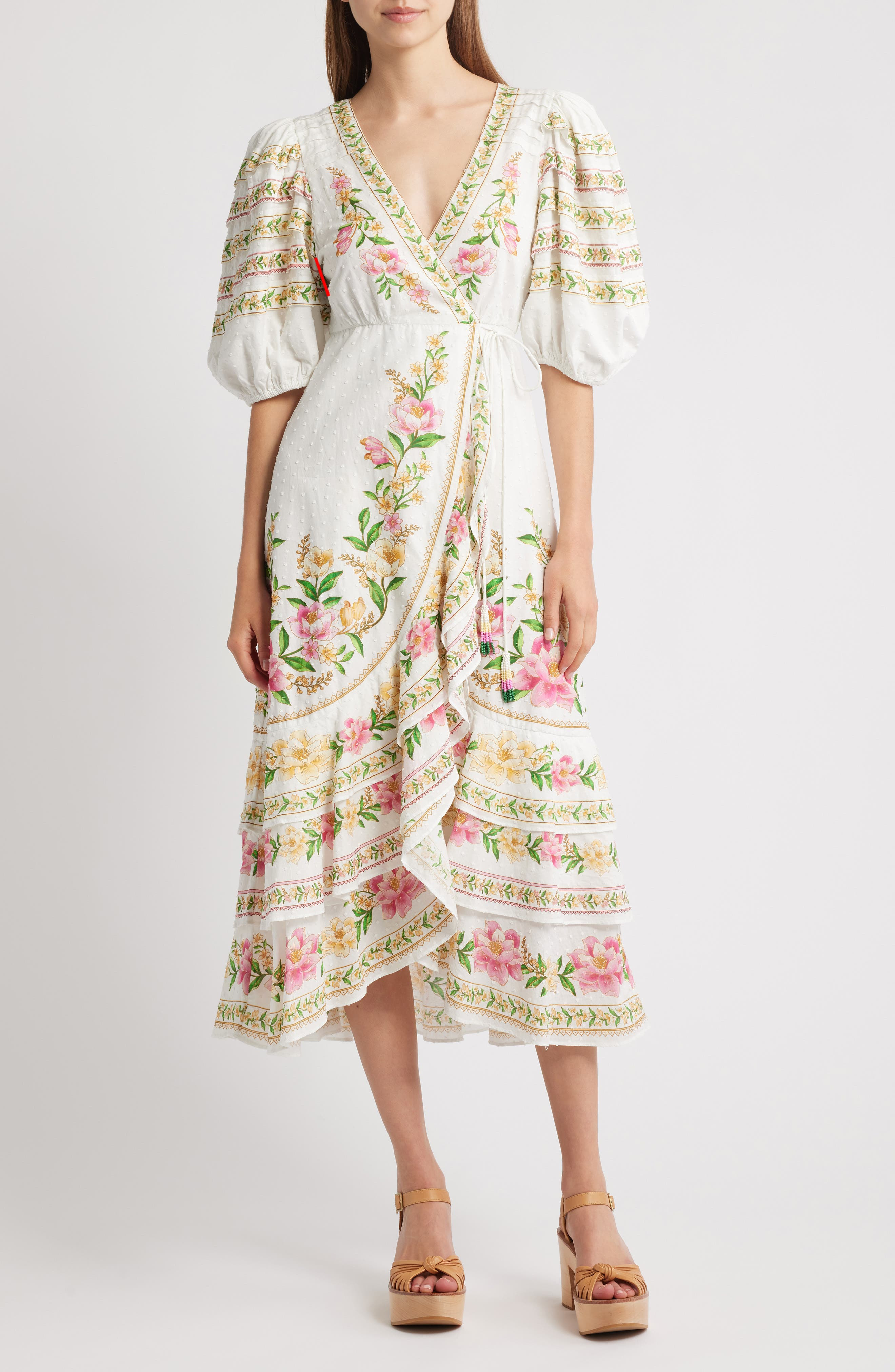FARM Rio Palm Dream Floral Print Wrap Dress in Off-White at Nordstrom - 1