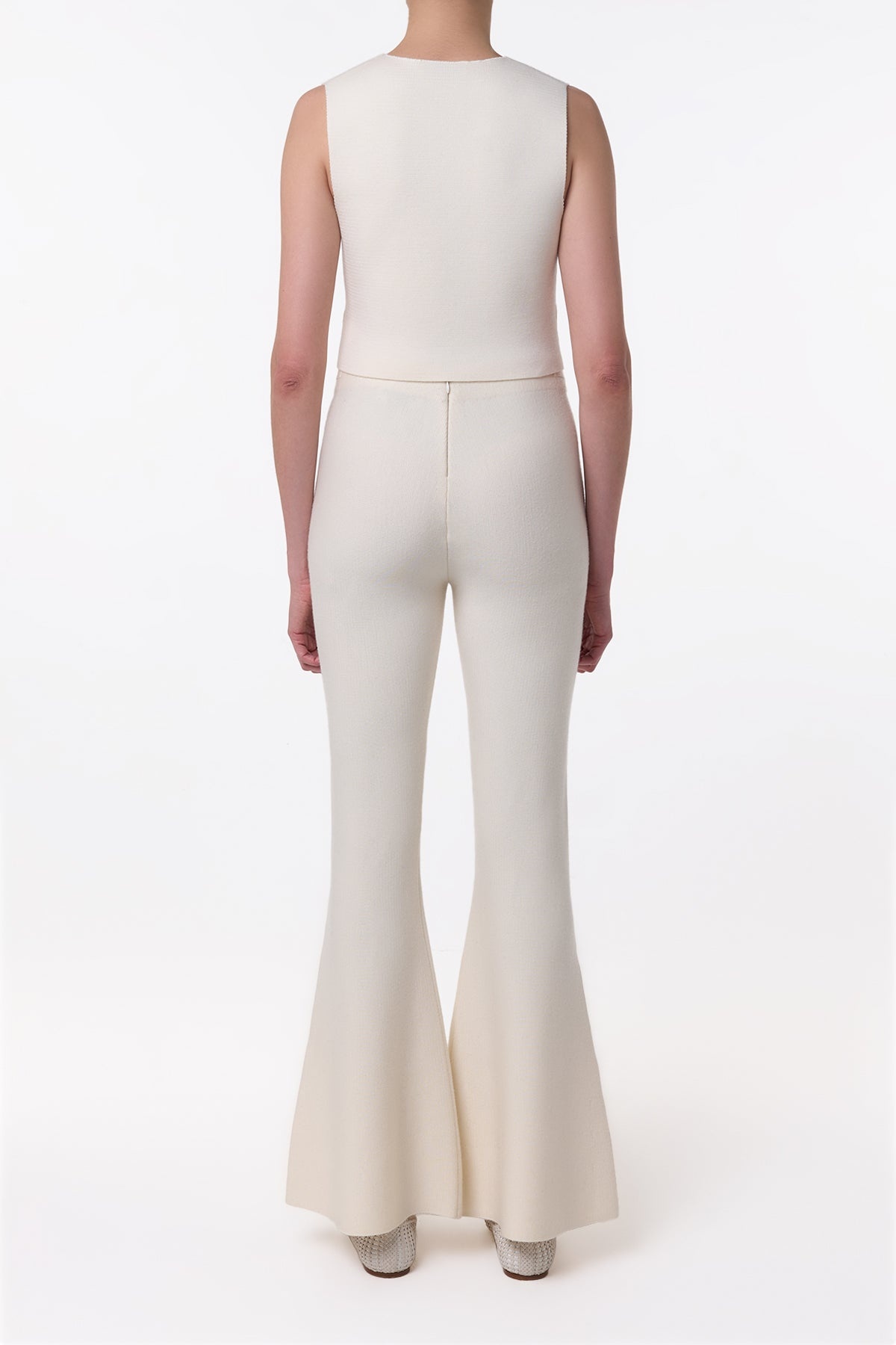 Styx Knit Vest in Ivory Merino Wool Cashmere - 4