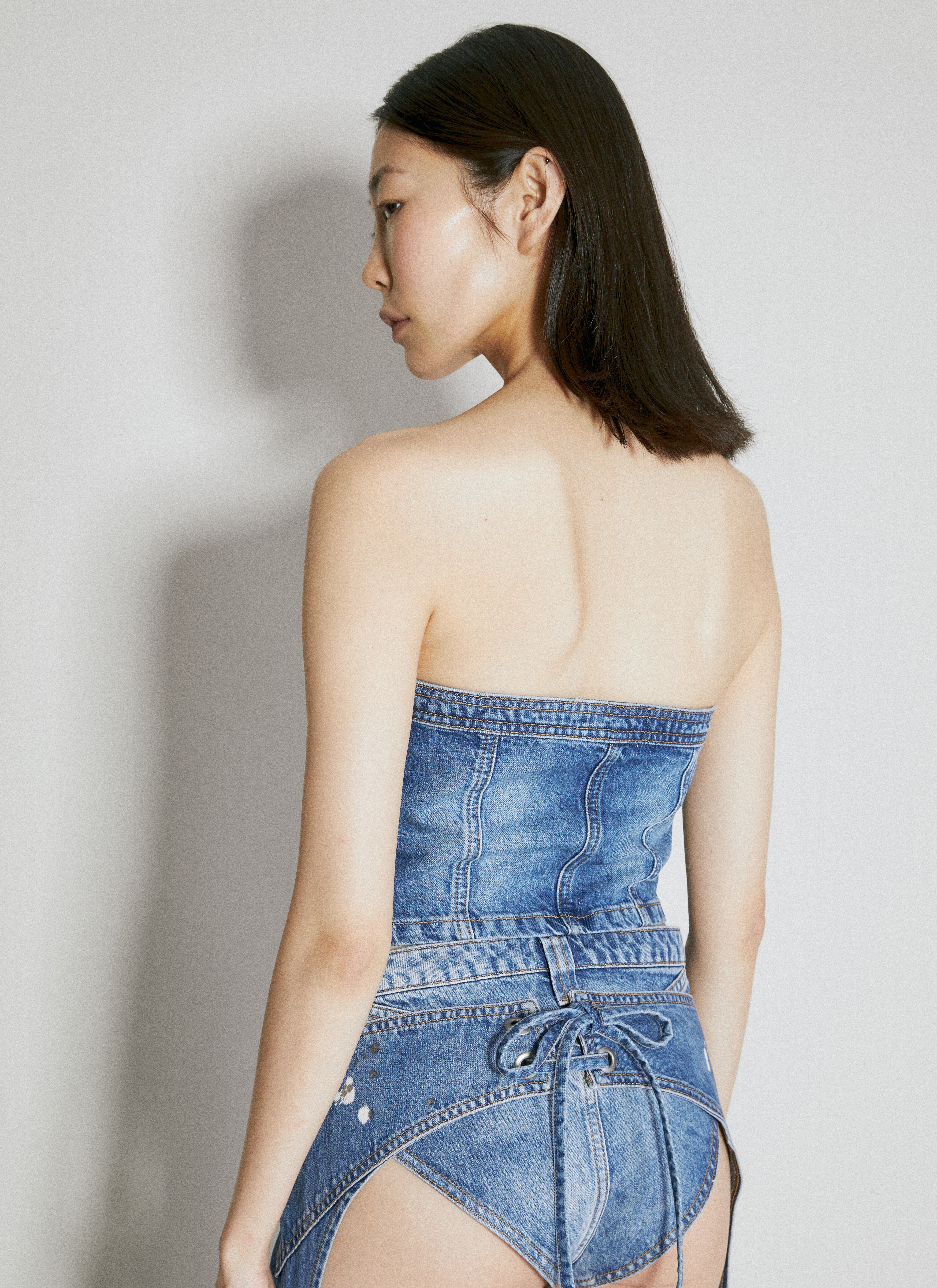 Buckle Denim Bustier - 5