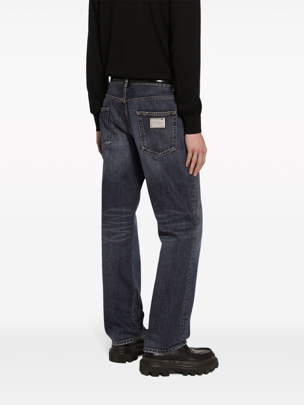 whiskering effect straight-legged jeans - 4