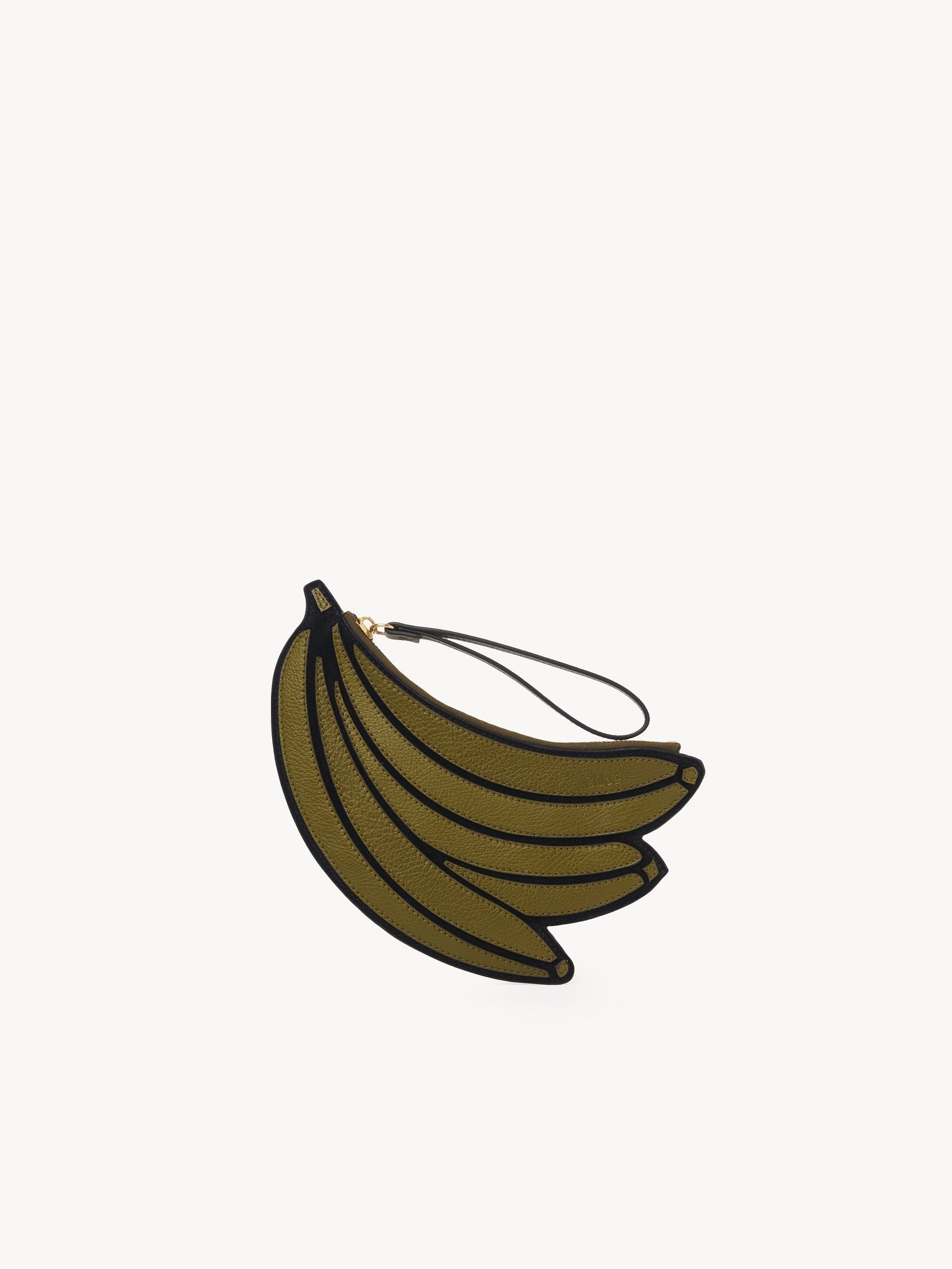BANANA FLAT POUCH IN GRAINED LEATHER - 1