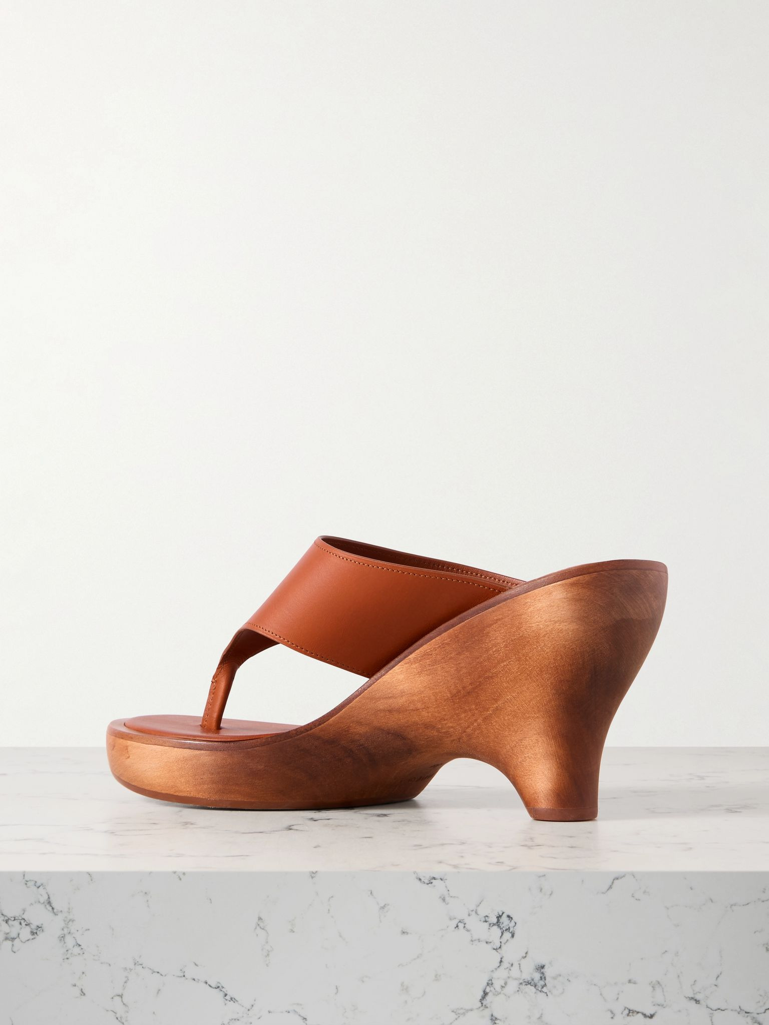 Wild Wedge leather platform sandals Brass - 3
