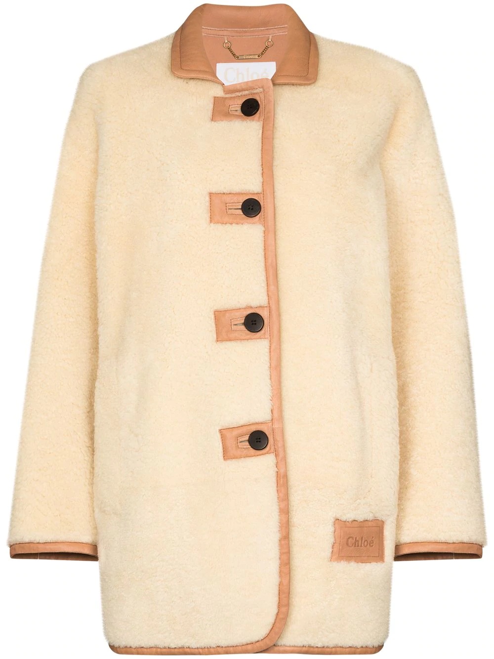 buttoned shearling coat - 1