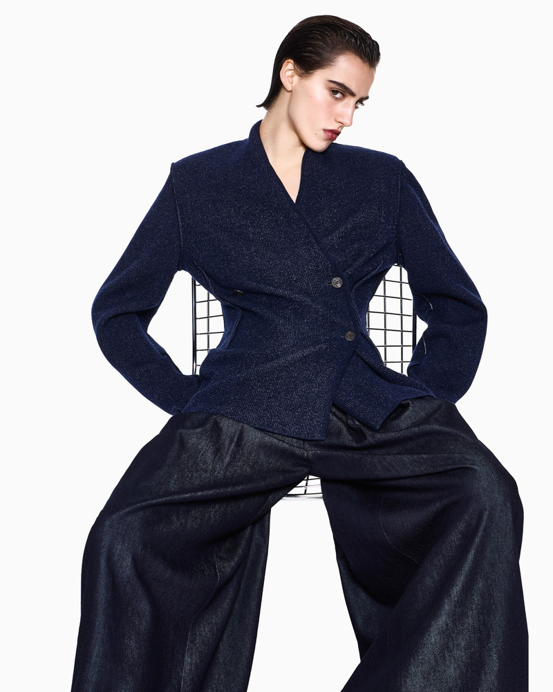PLEATED WIDE-LEG JEANS IN VIRGIN WOOL AND COTTON DENIM 3