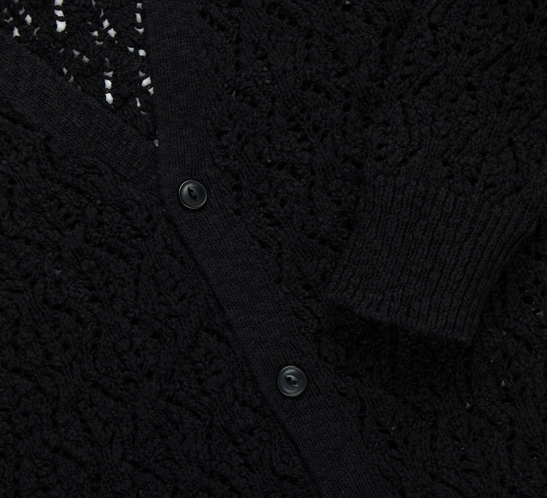 Classic Cardigan - Black Flamme Lace Knit - 4