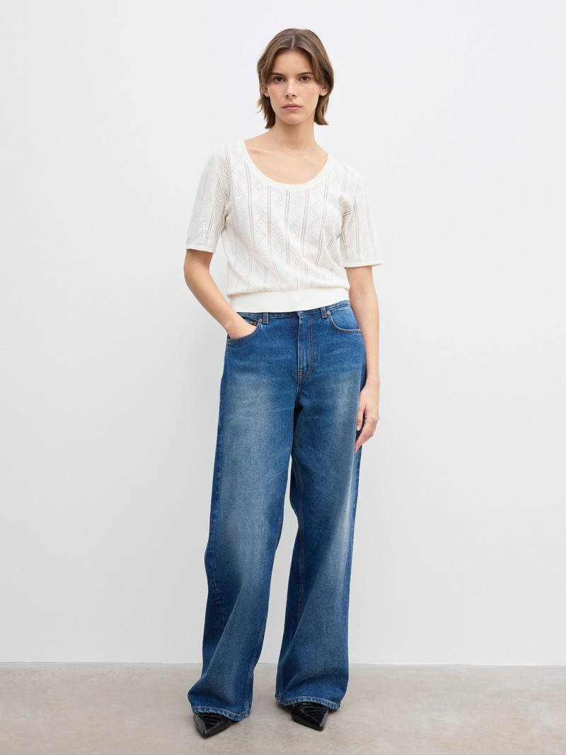 House of Dagmar Pointelle knit top outlook