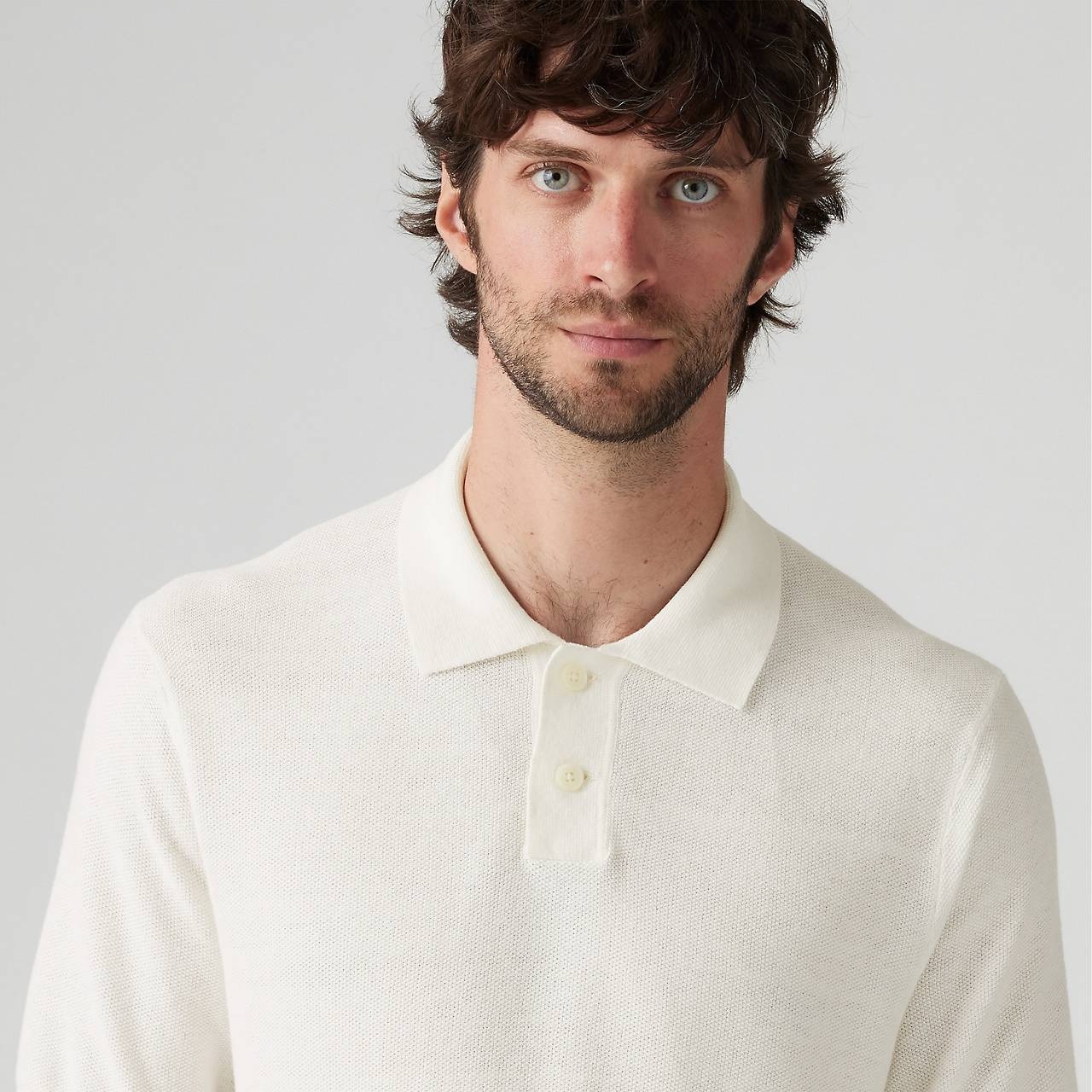 COTTON LINEN SWEATER KNIT POLO SHIRT - 5