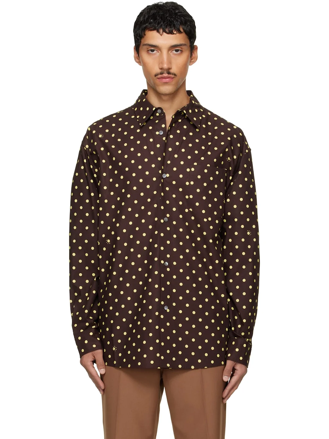 Brown & Yellow Polka-Dot Shirt - 1
