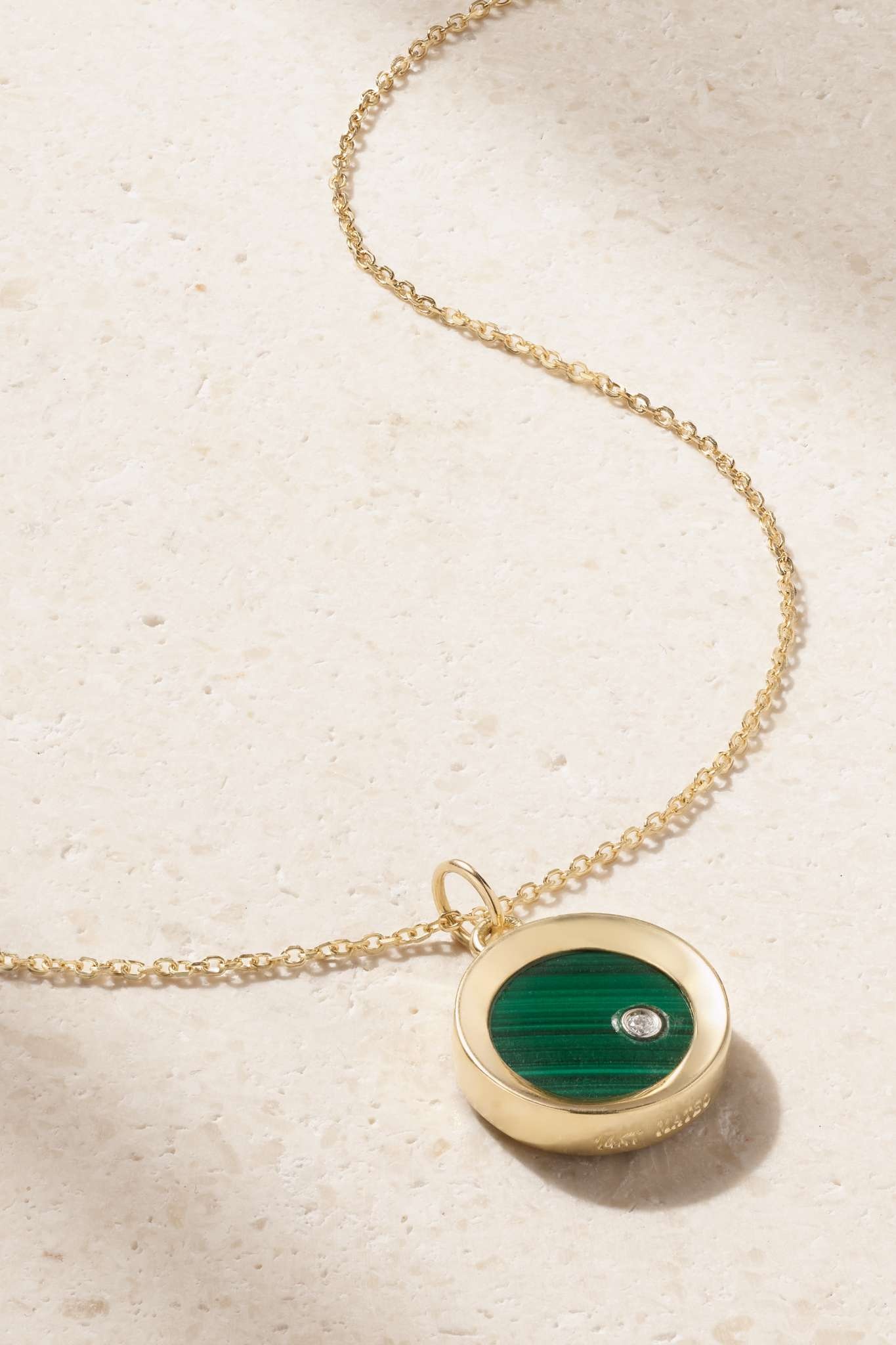 14-karat gold, malachite and diamond necklace - 1