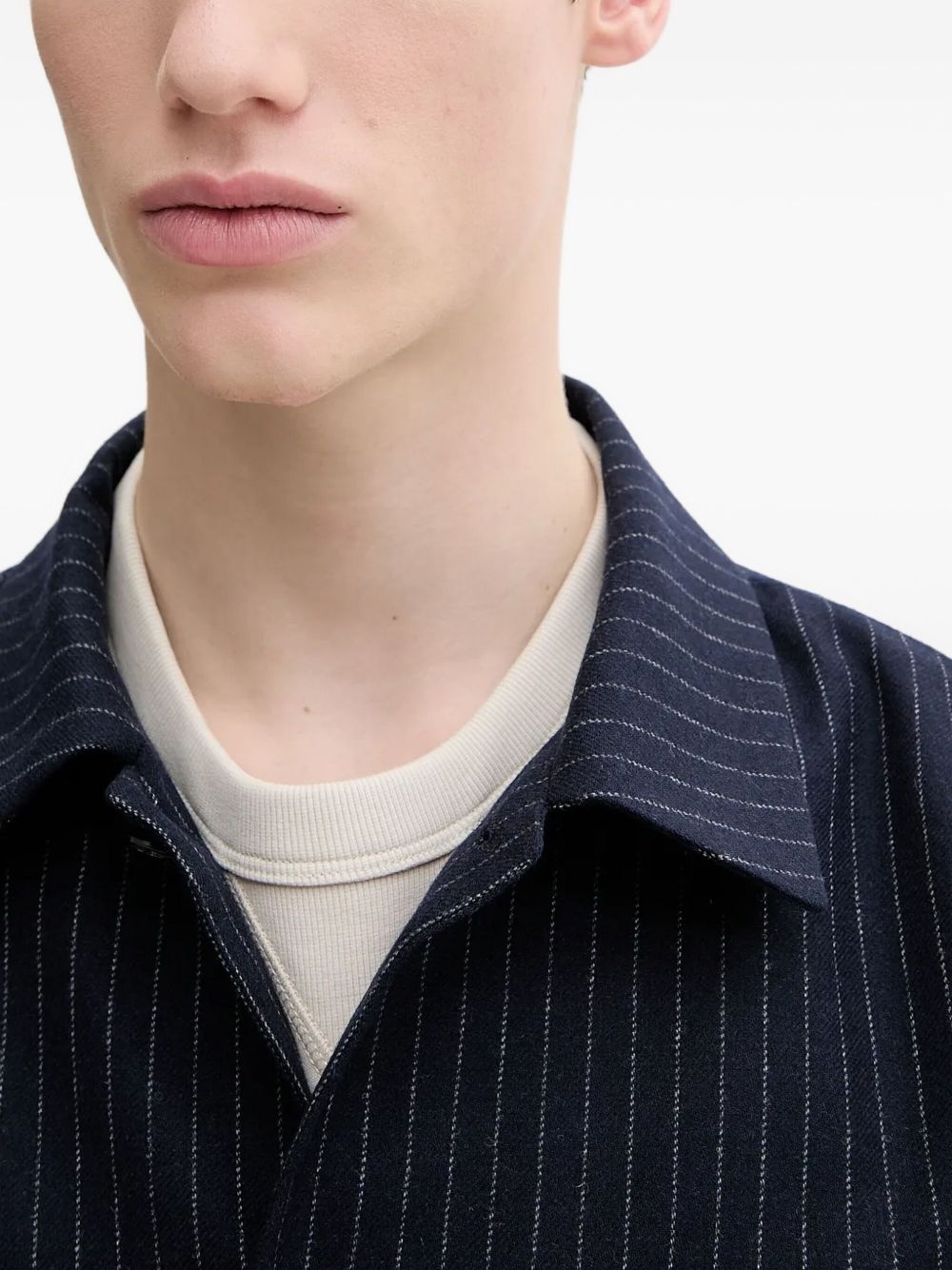 pinstripe wool-blend jacket - 4