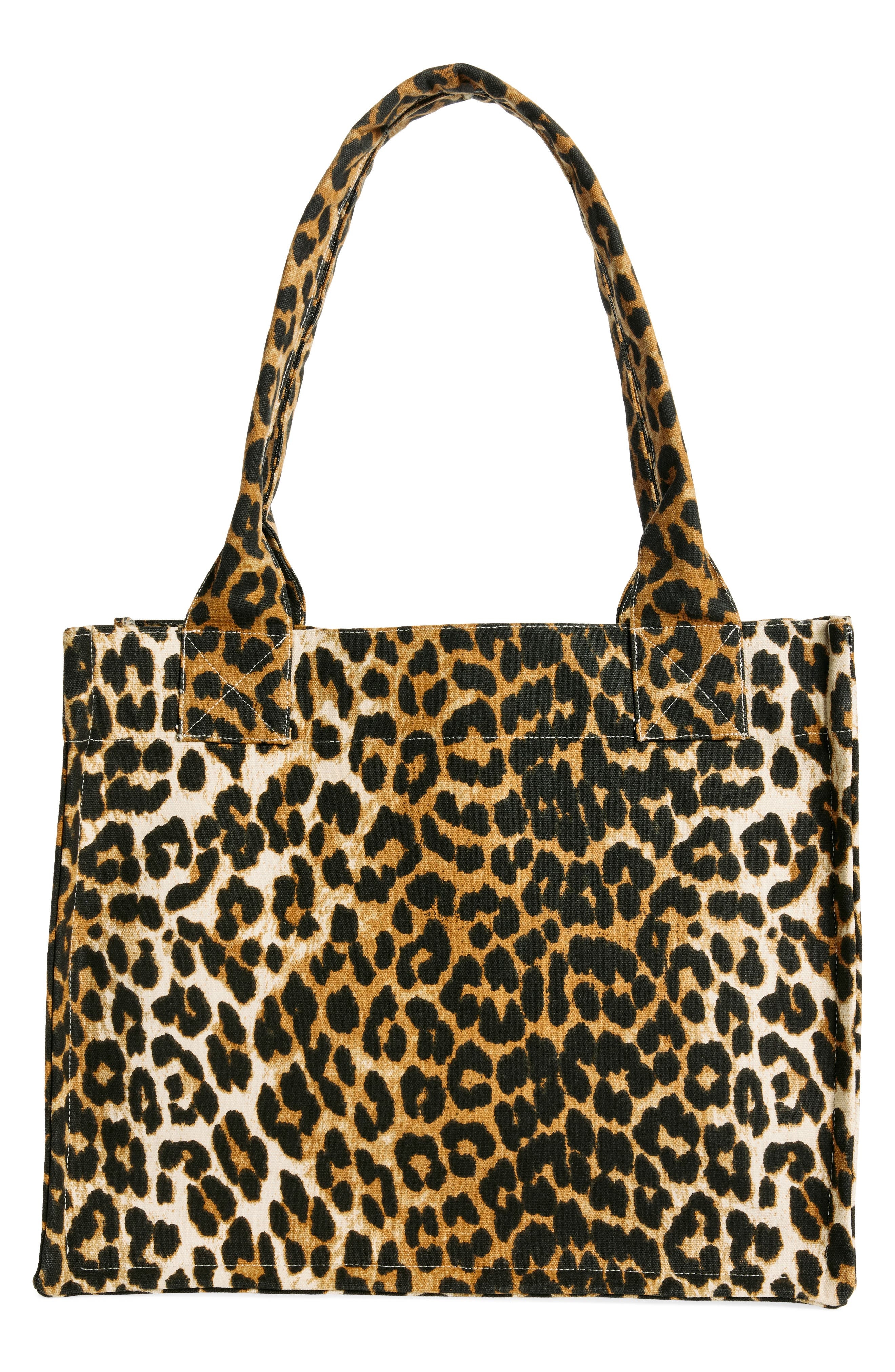 Ganni Large Leopard Print Recycled Cotton Shopper Tote at Nordstrom - 2
