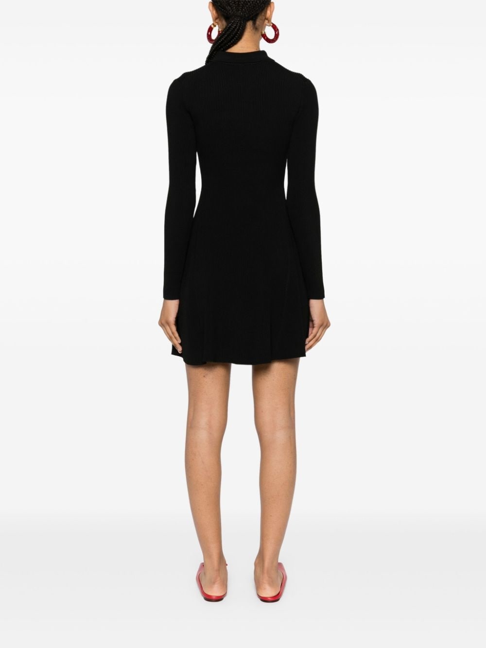 embroidered-logo ribbed mini dress - 4