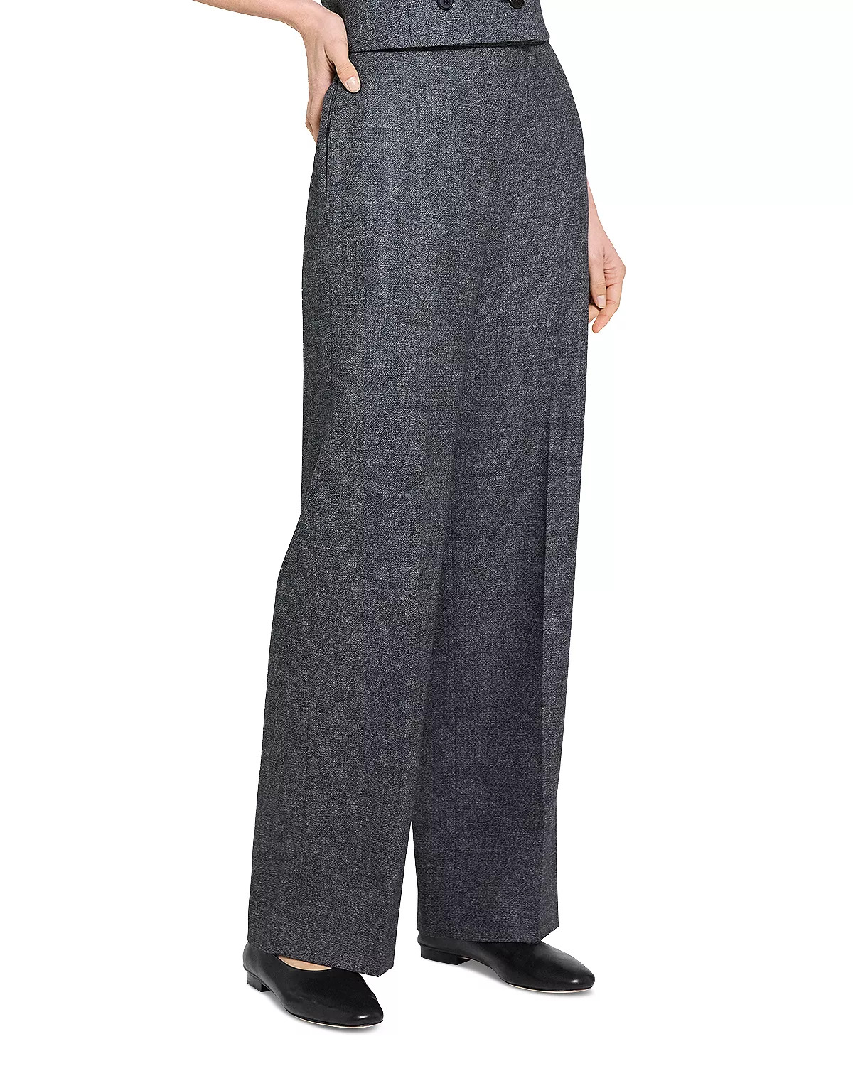 Wool Wide Leg Pull On Pants - 4