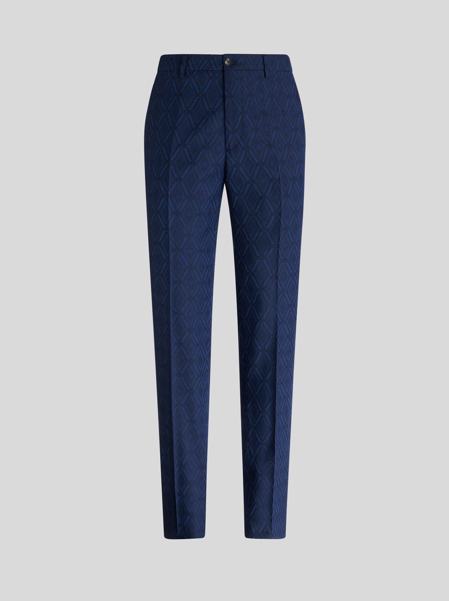 TAILORED VIRGIN WOOL JACQUARD TROUSERS - 1