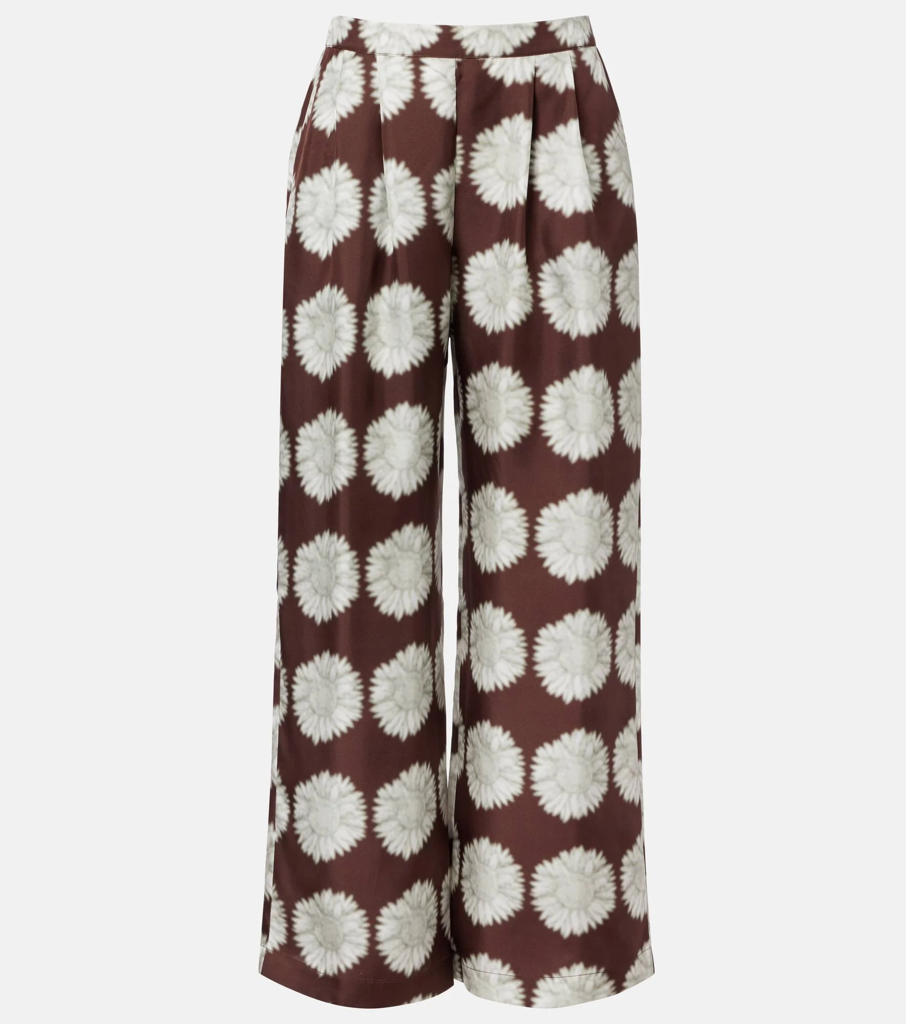 Isola floral silk twill wide-leg pants - 1