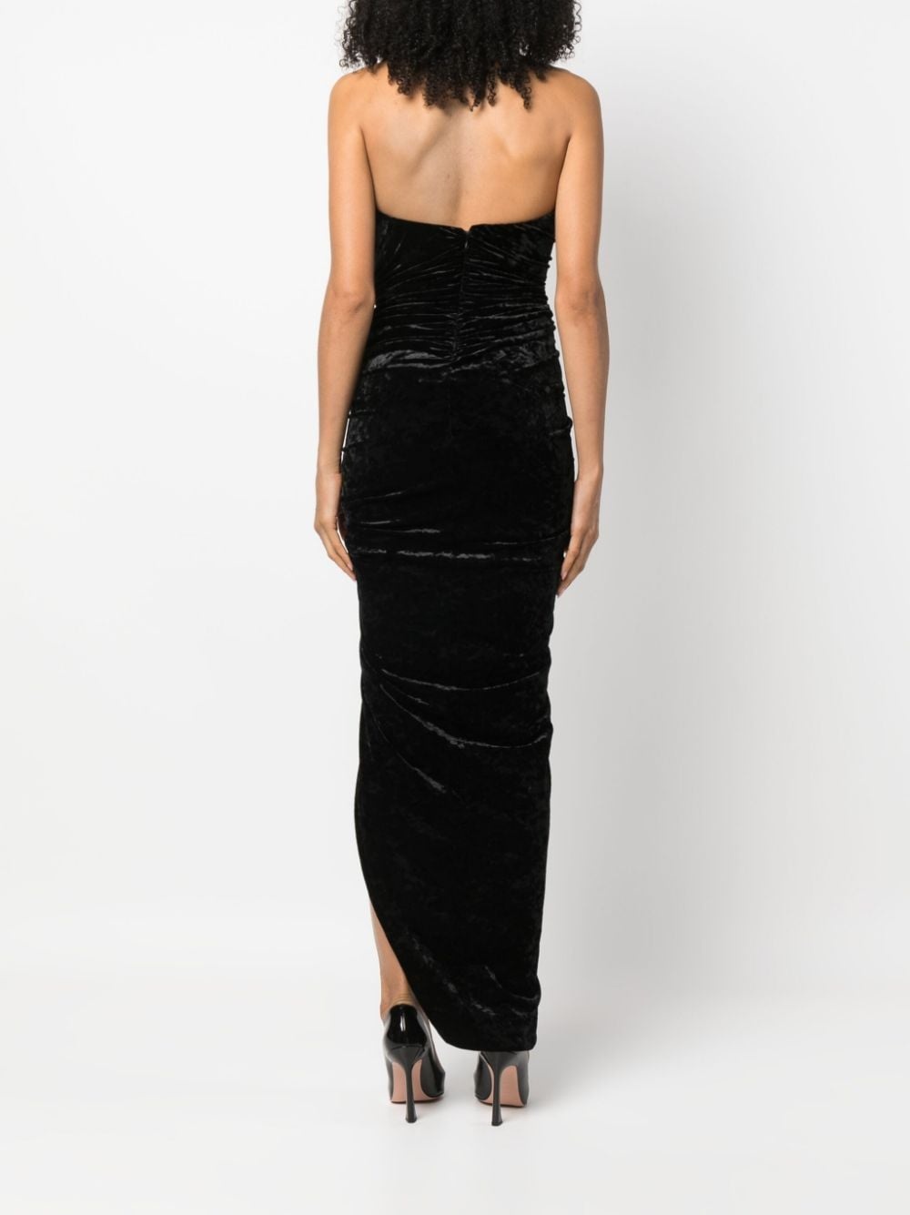 strapless velvet dress - 4