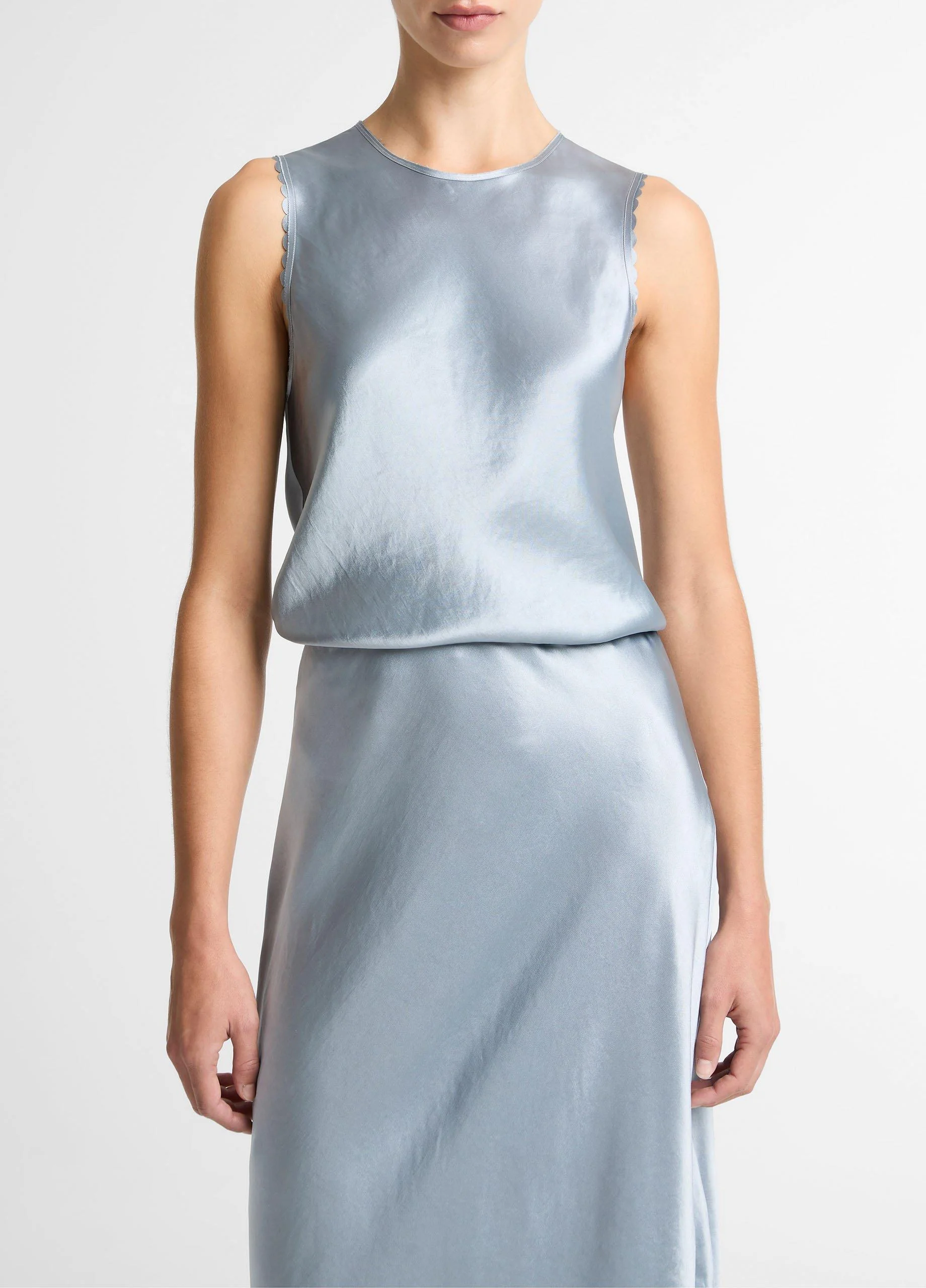 Scallop-Detail Satin Shell - 1