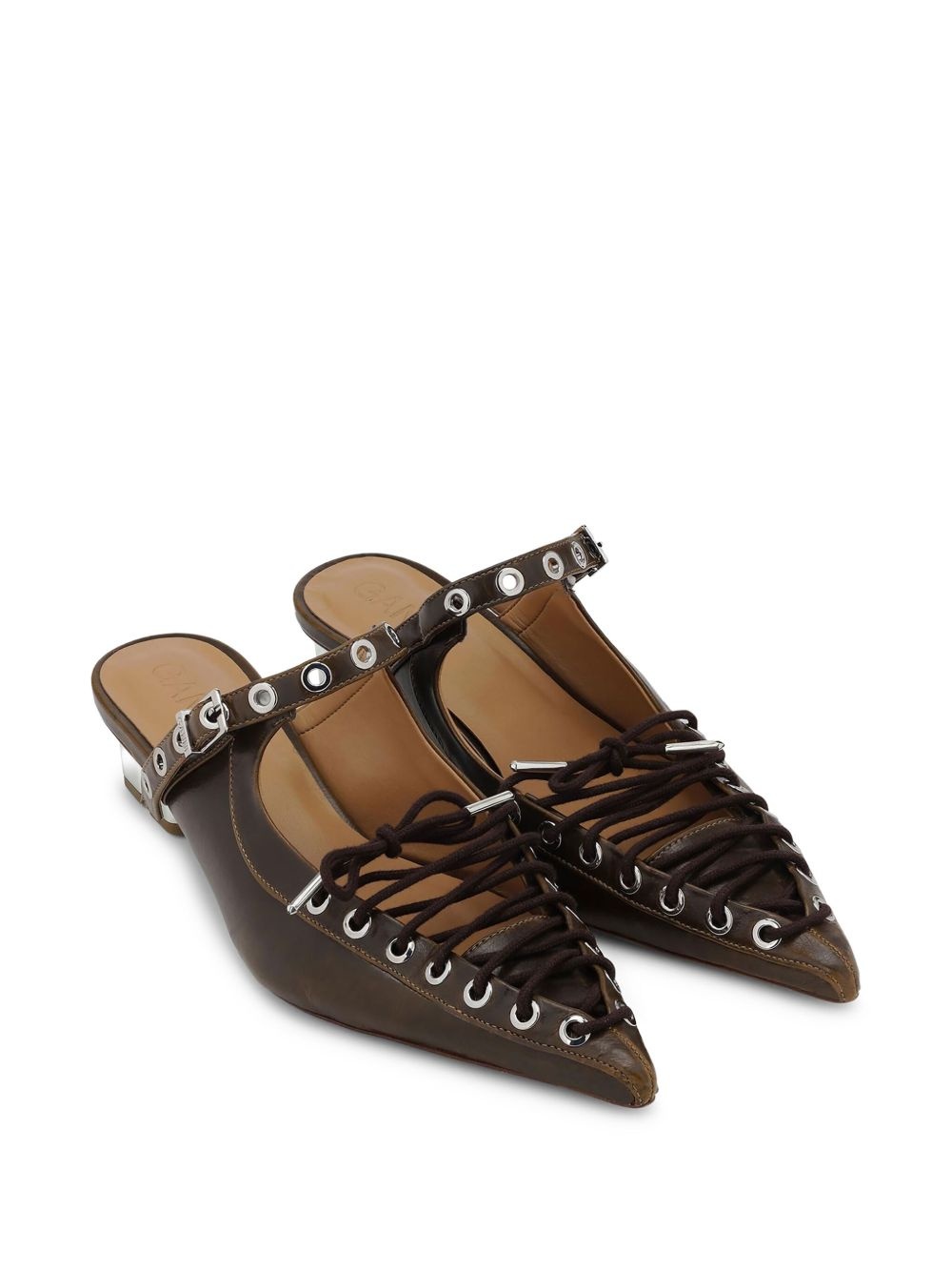 35mm eyelet-embellished mules - 2