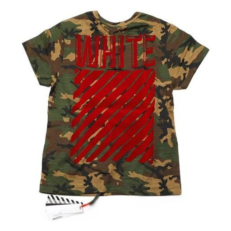 Off-White Red Short Sleeve Camouflage Green OMAA001F150580189920 1