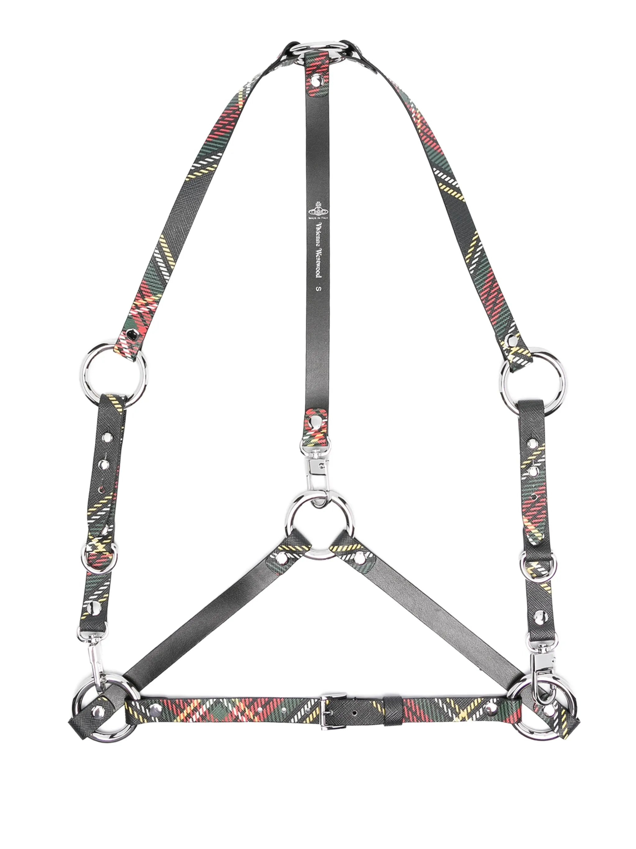 Vivienne Westwood Stud Plaid-pattern Leather Belt Harness - 1