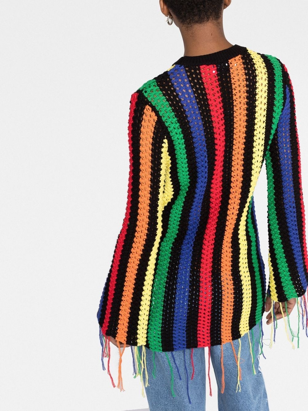 striped crochet fringed jumper - 3