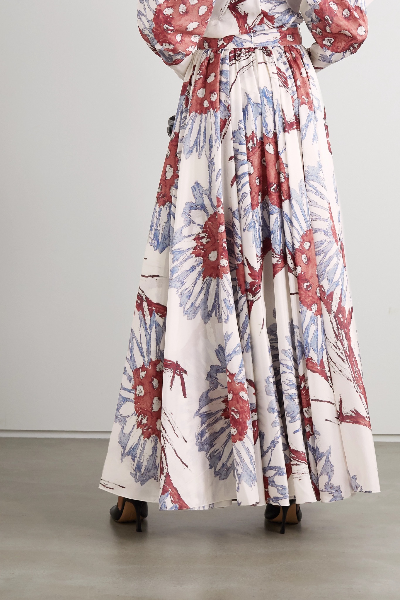 Floral-print silk crepe de chine maxi skirt - 3