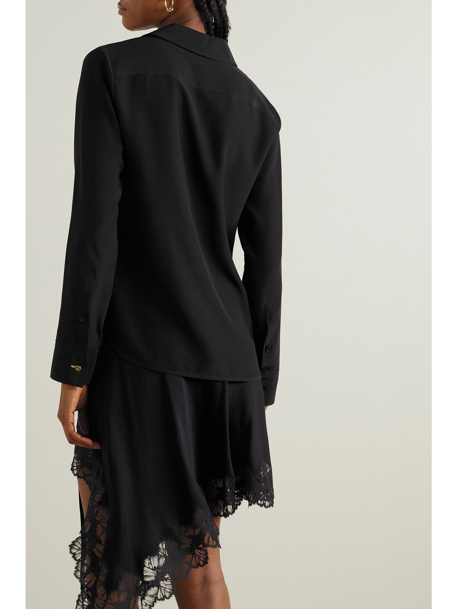Silk crepe de chine shirt Black - 4