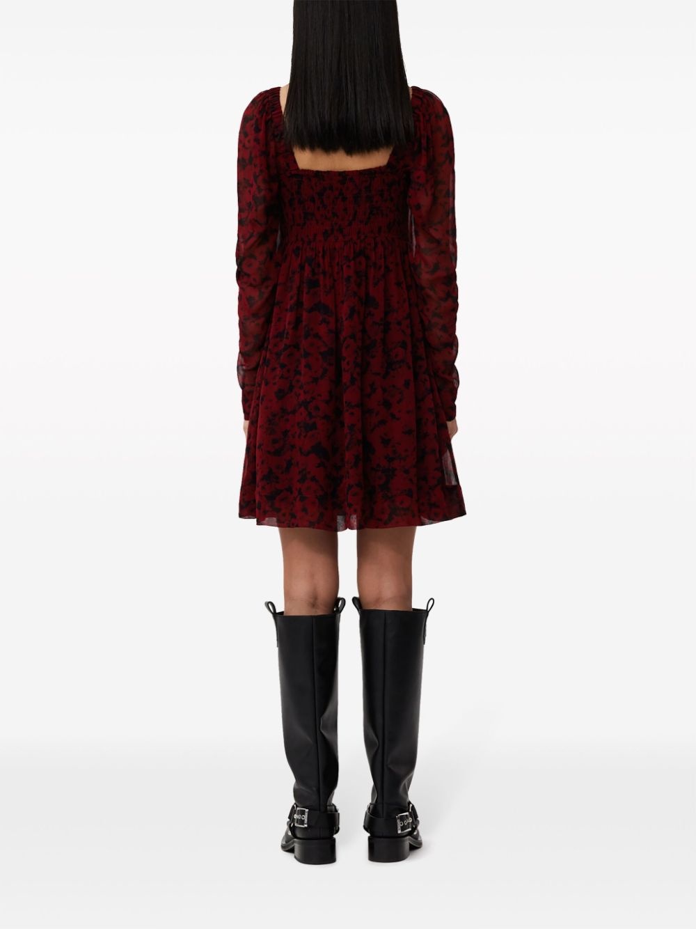 square-neck georgette minidress - 4