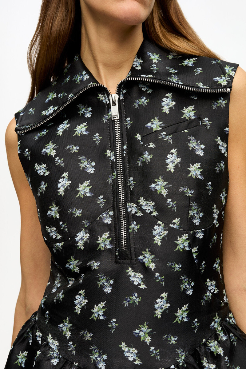 BLACK FLORAL JACQUARD MIDI DRESS 4