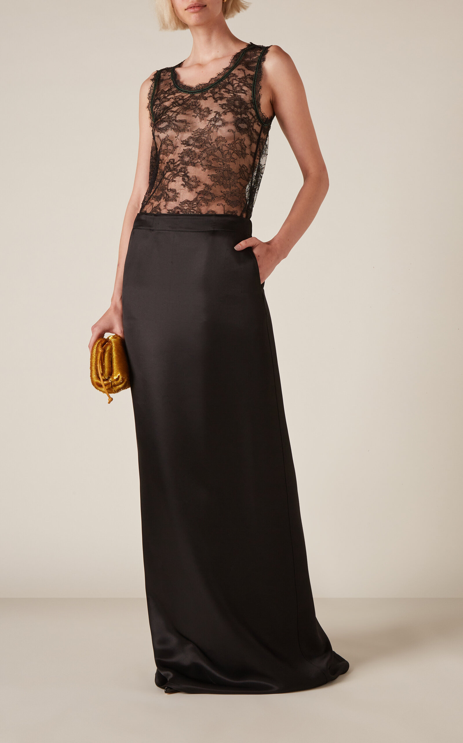 Washed Twill Maxi Skirt black - 2