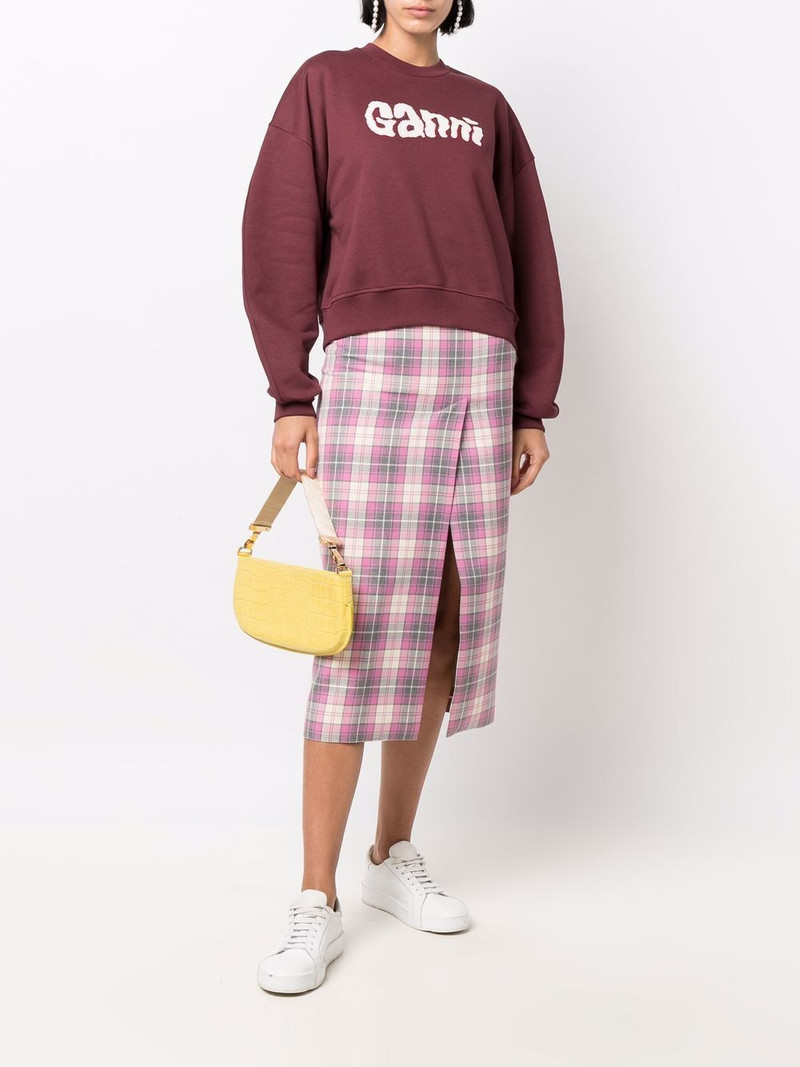 GANNI logo-print balloon-sleeved sweatshirt outlook