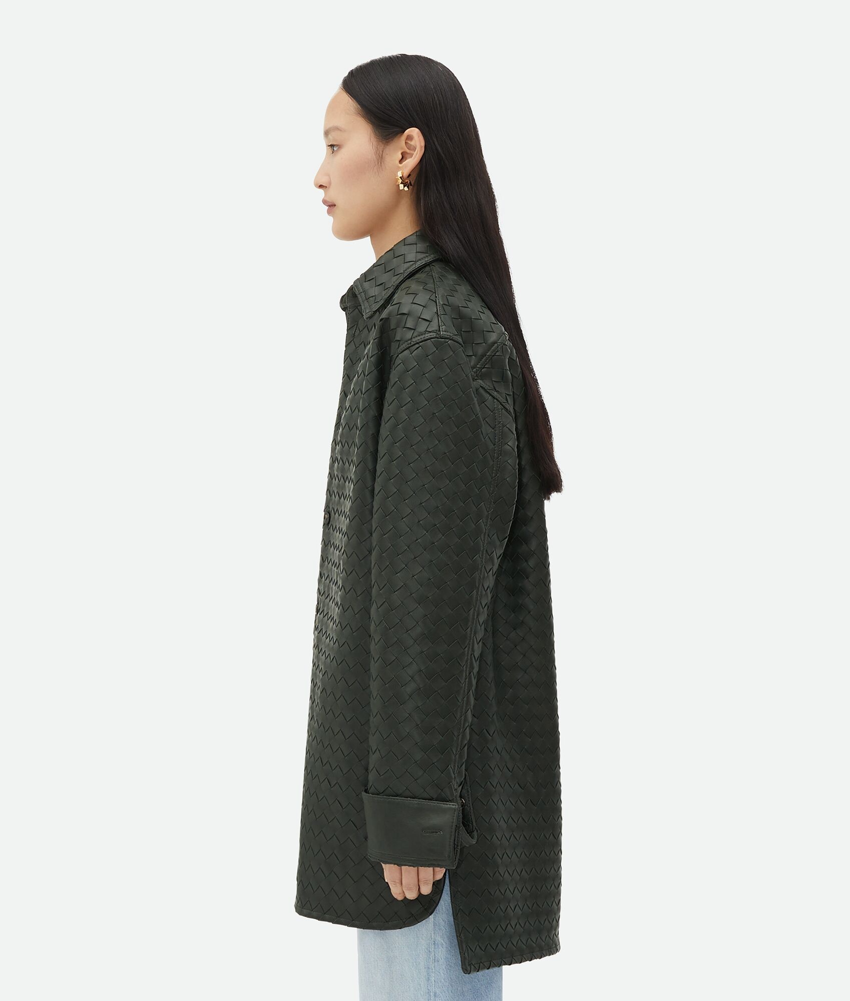 Intrecciato Oversized Leather Shirt - 2