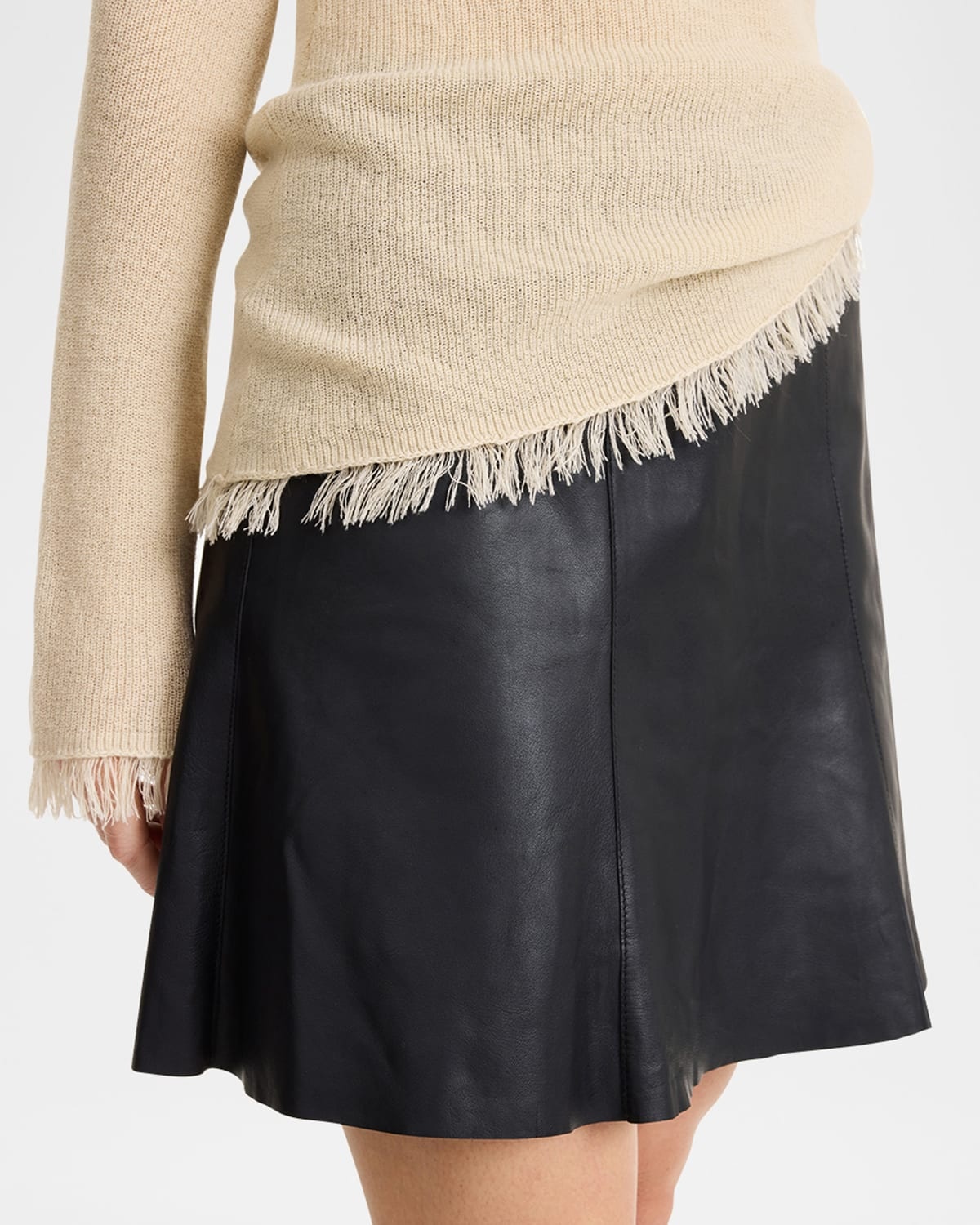 Naommi A-Line Leather Mini Skirt - 5