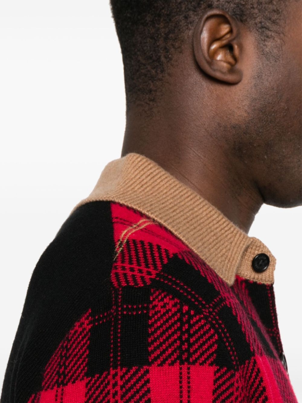 tartan-check cardigan - 5