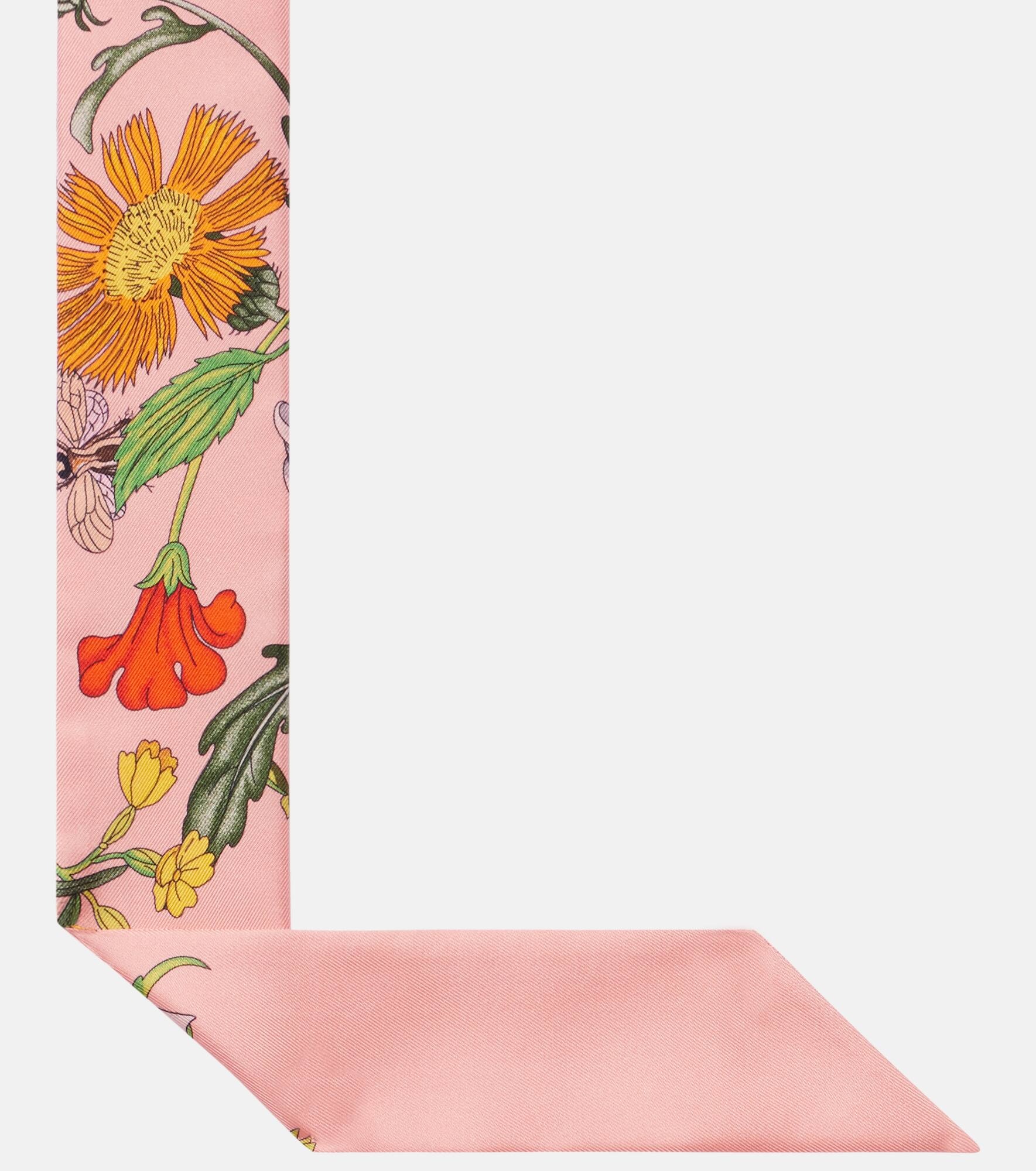 Floral silk twill scarf - 4