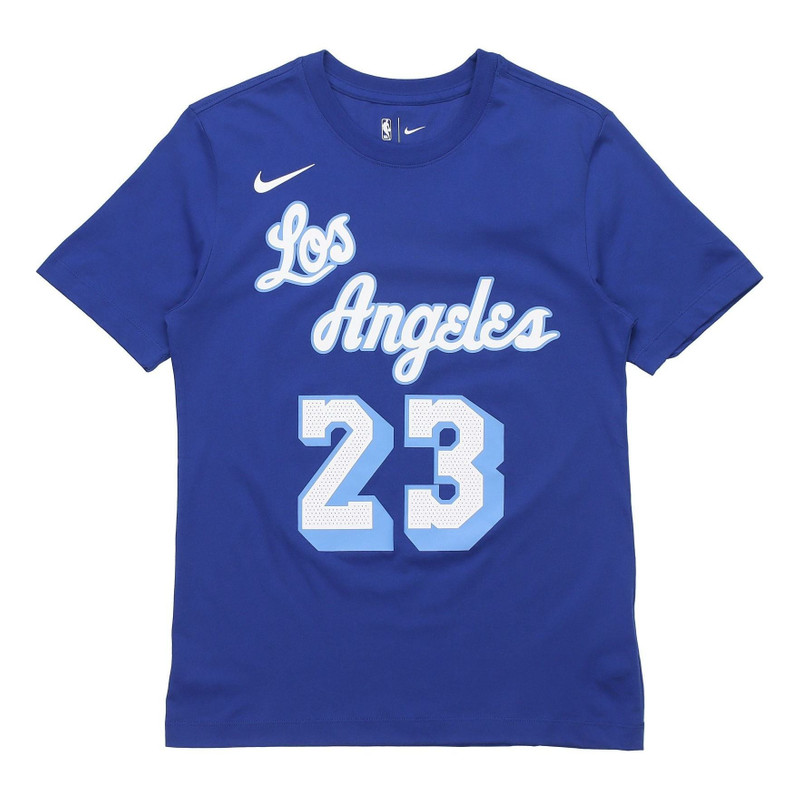 Nike Classic Edition Los Angeles Lakers LeBron James No. 23 Basketball Round Neck Short Sleeve Blue - 1