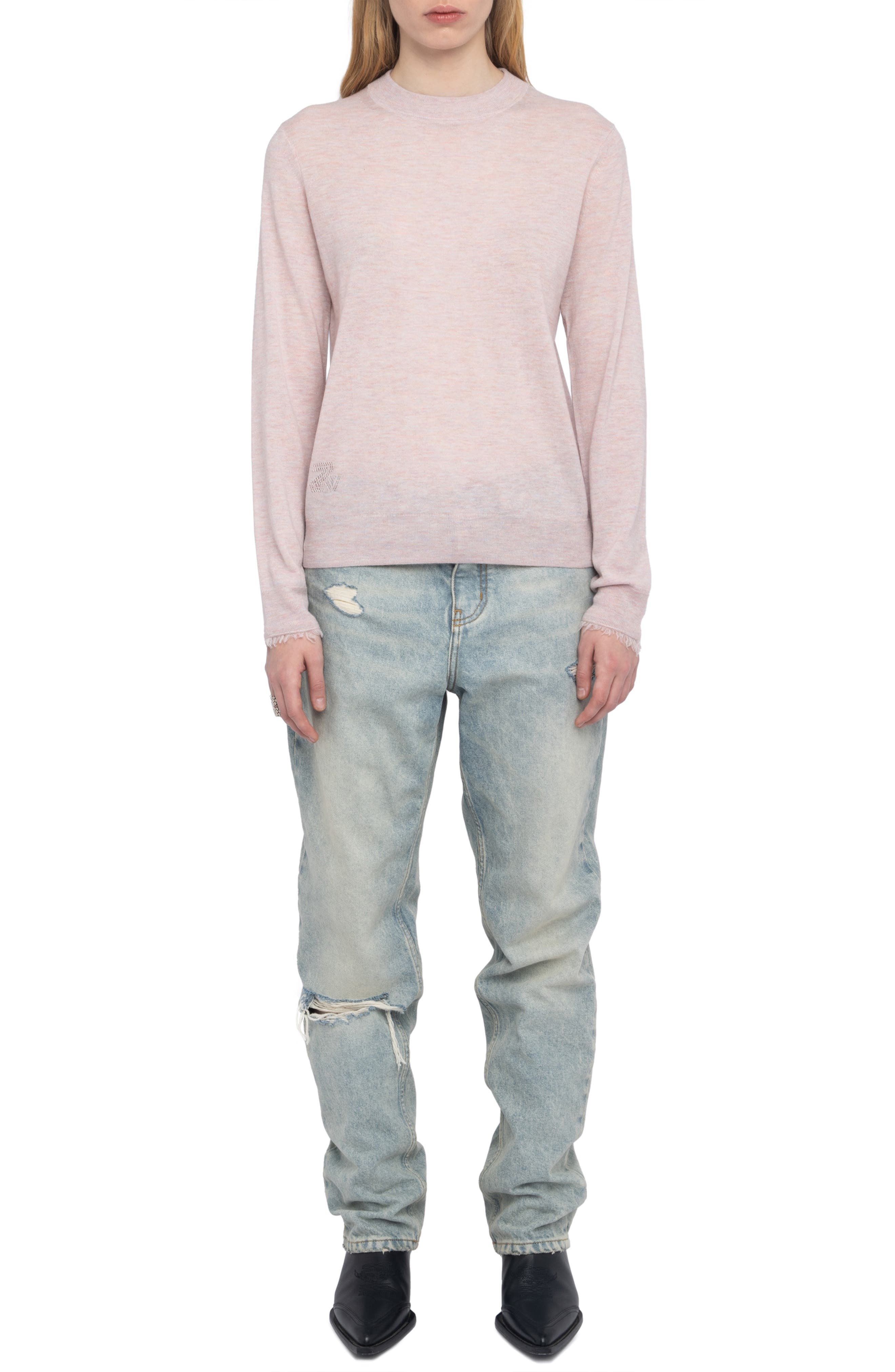 Zadig & Voltaire Ivy Crewneck Cashmere Sweater in Bebe at Nordstrom - 7