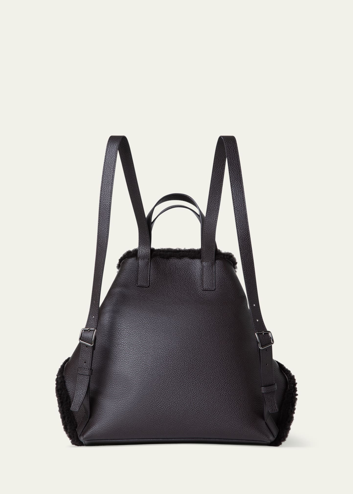 Ai Medium Sheep Shearling and Leather Backpack - 2