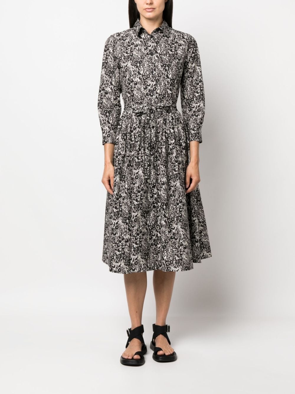 graphic-print long-sleeve shirtdress - 6