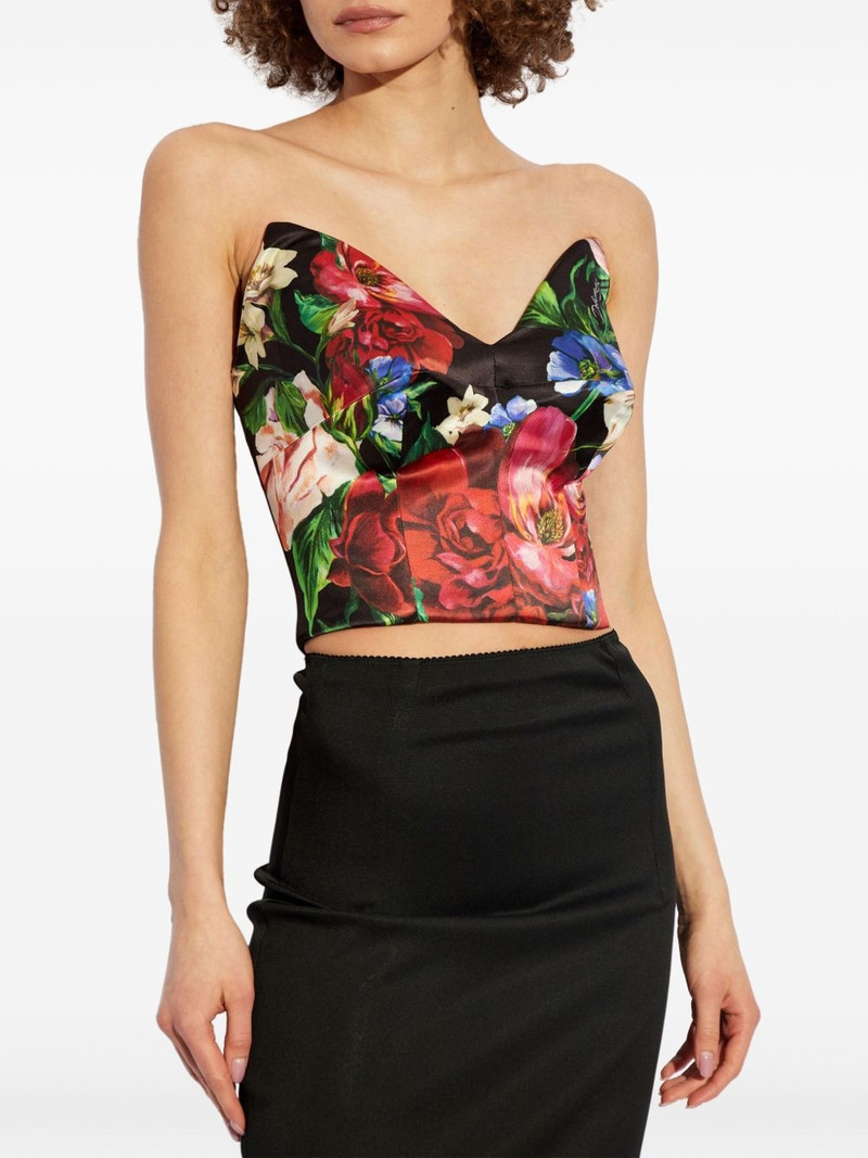 Rose-print strapless top 3