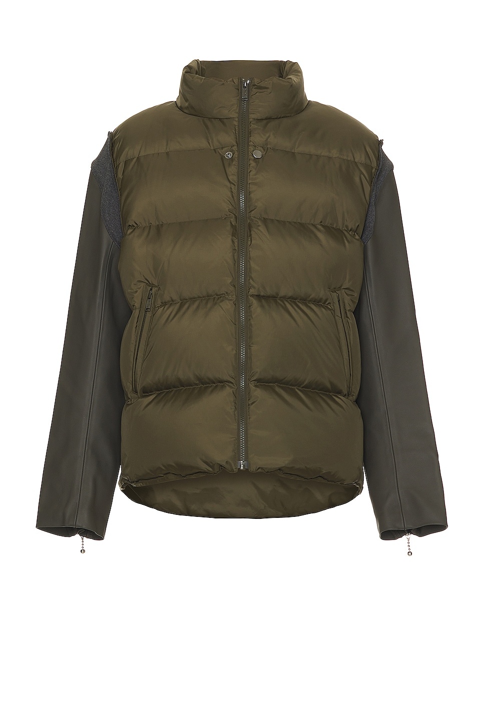 Leather Sleeve Puffer Blouson - 1