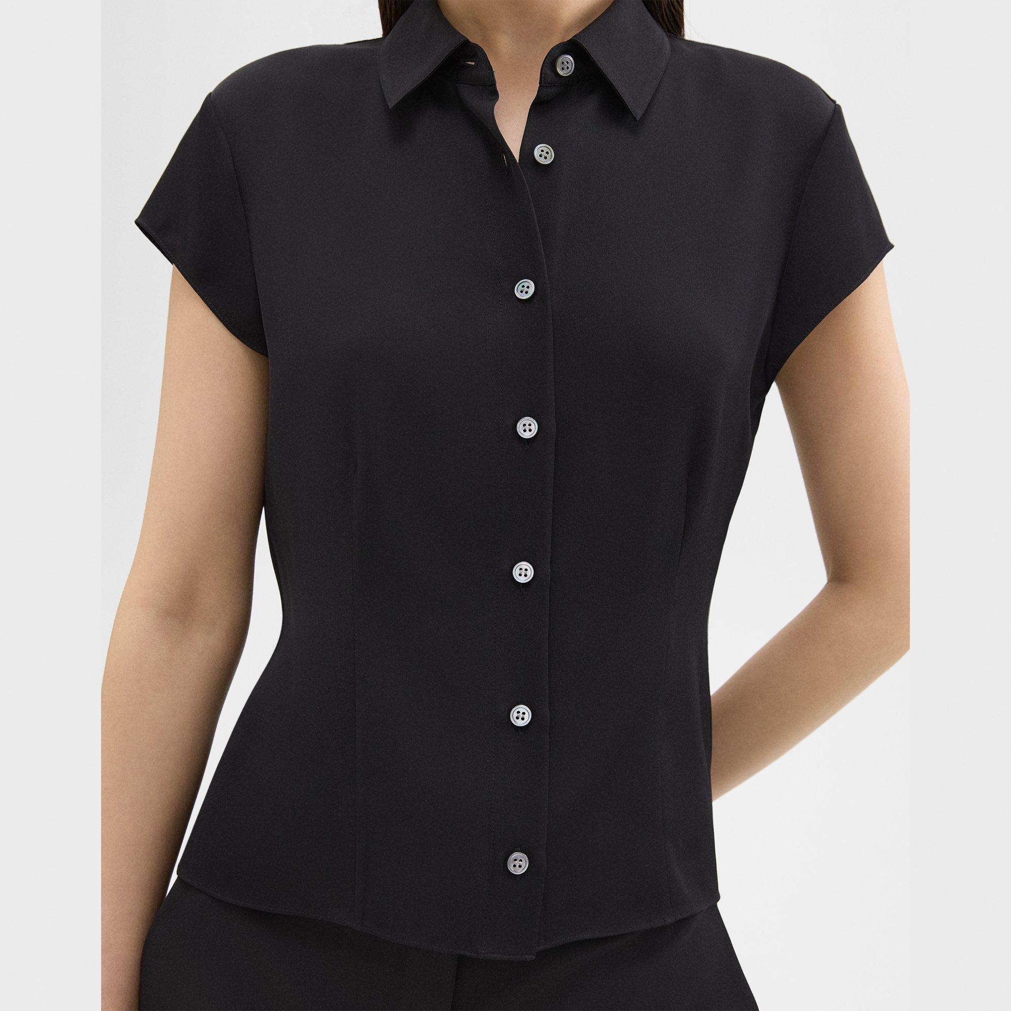 Cap Sleeve Shirt in Silk Georgette - 5